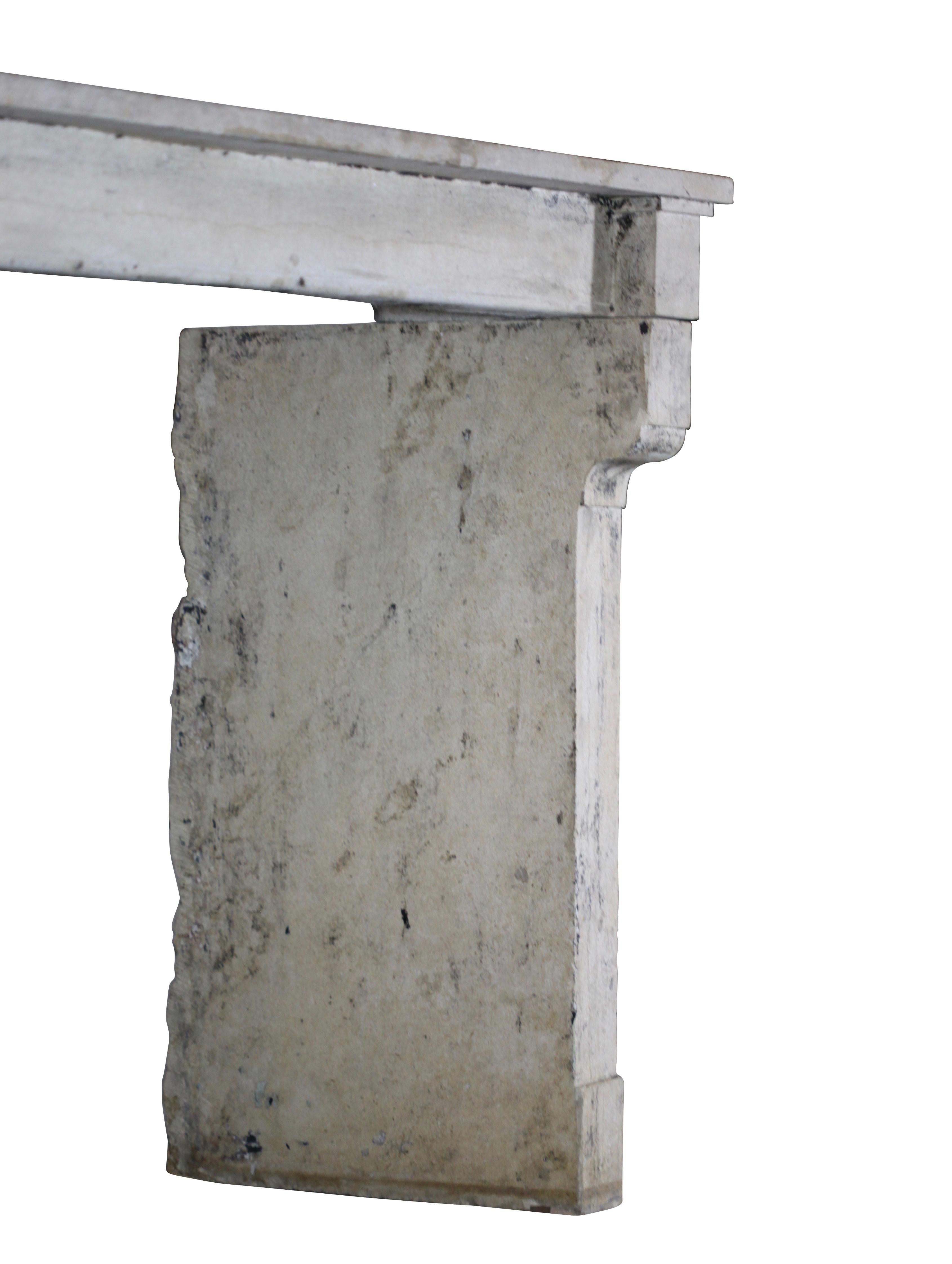 19th Century Fine French Rustic Limestone Antique Fireplace Surround For Sale 11