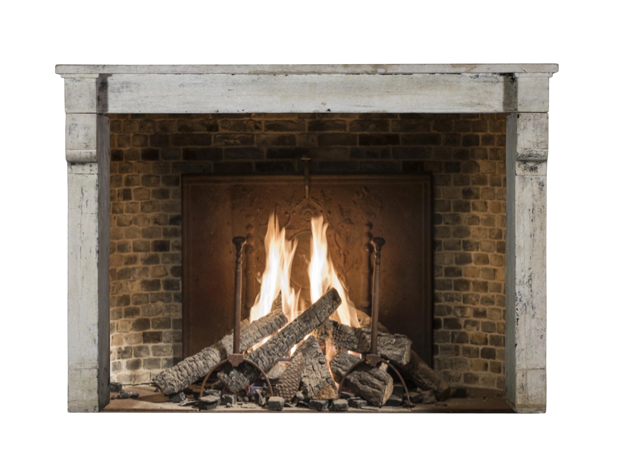 19th Century Fine French Rustic Limestone Antique Fireplace Surround For Sale 13