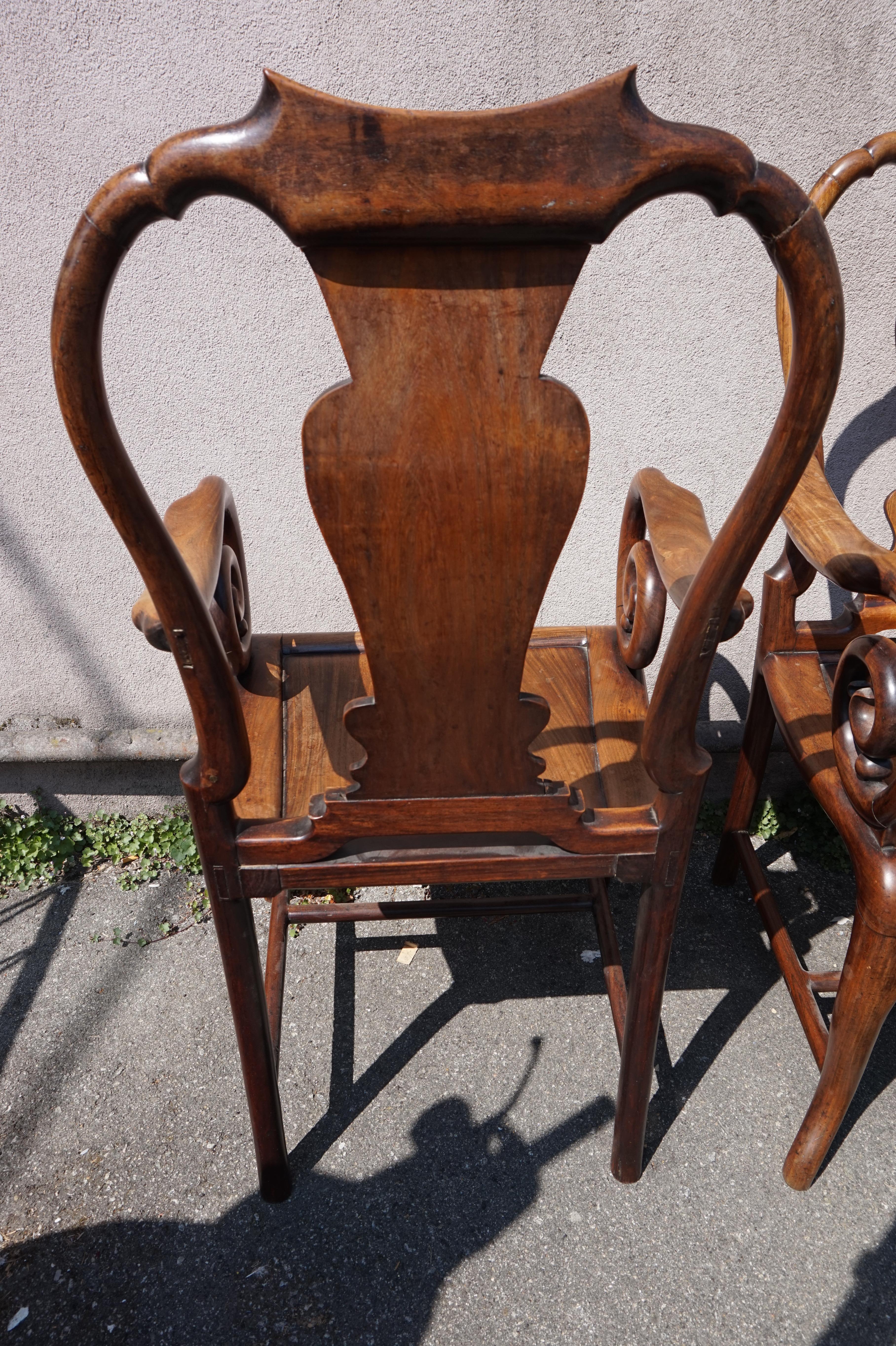 19th Century Fine Hand-Carved Rosewood Chinese Mahjong Chairs 9