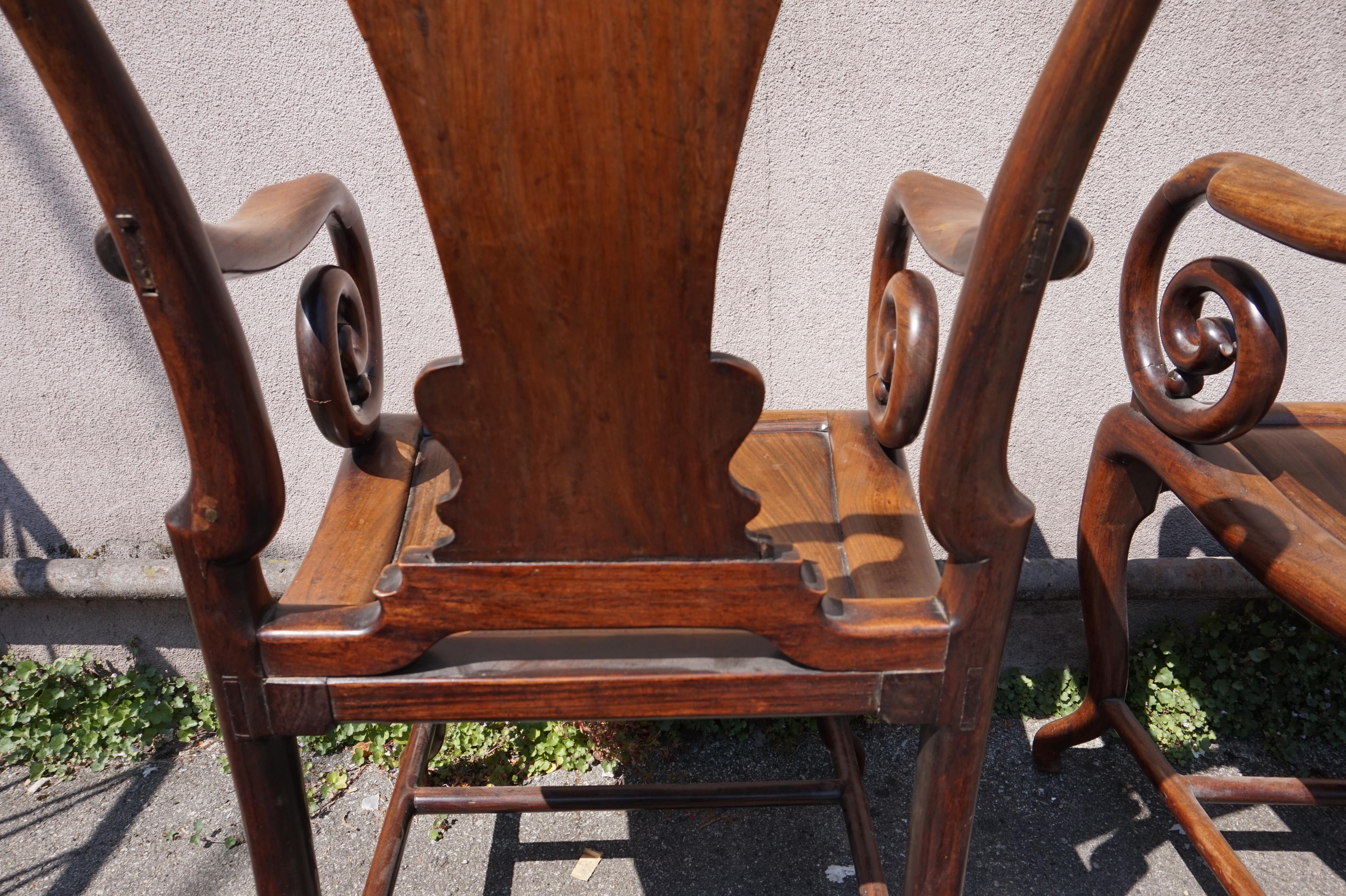 19th Century Fine Hand-Carved Rosewood Chinese Mahjong Chairs 11