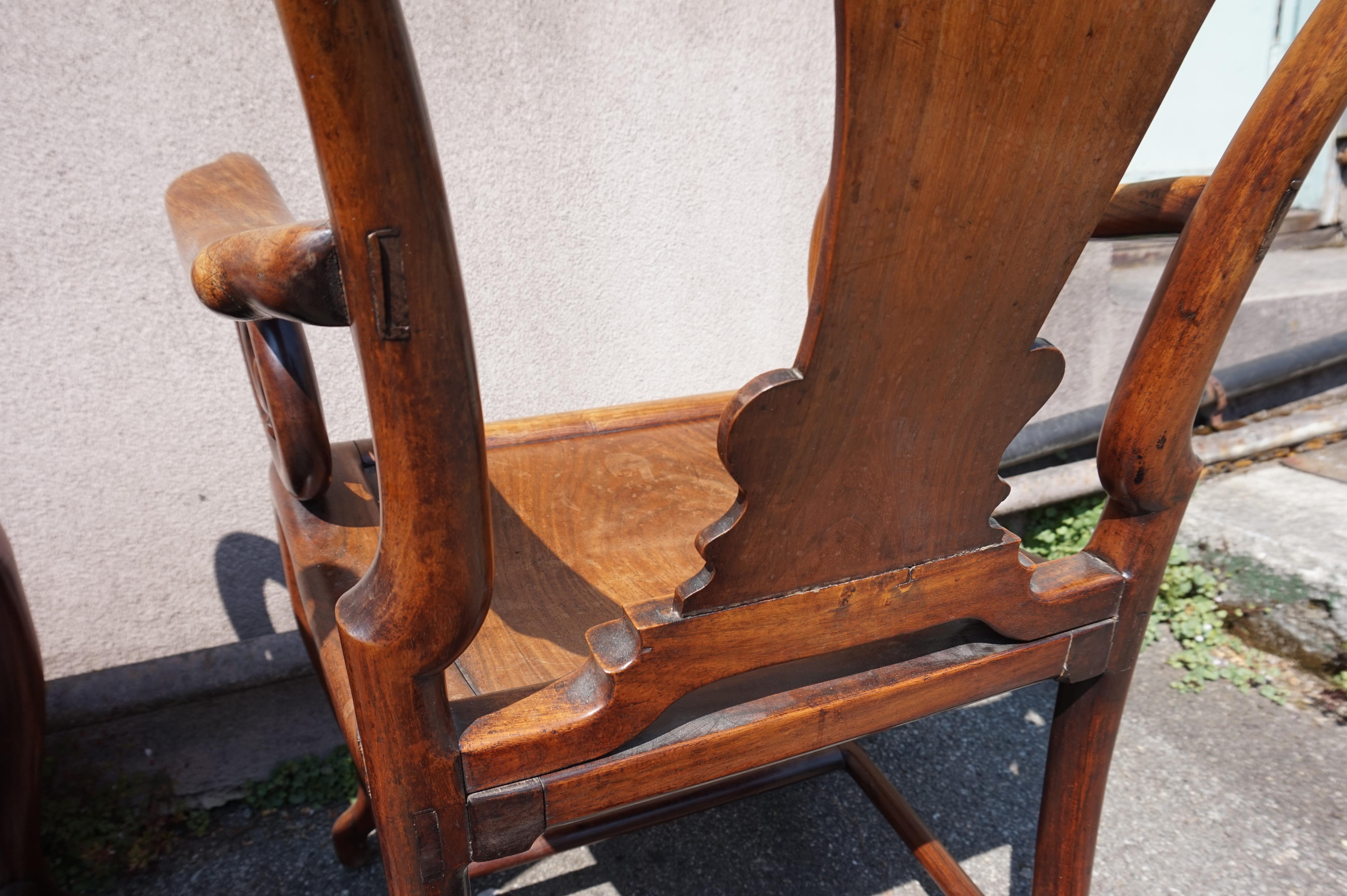 19th Century Fine Hand-Carved Rosewood Chinese Mahjong Chairs 12