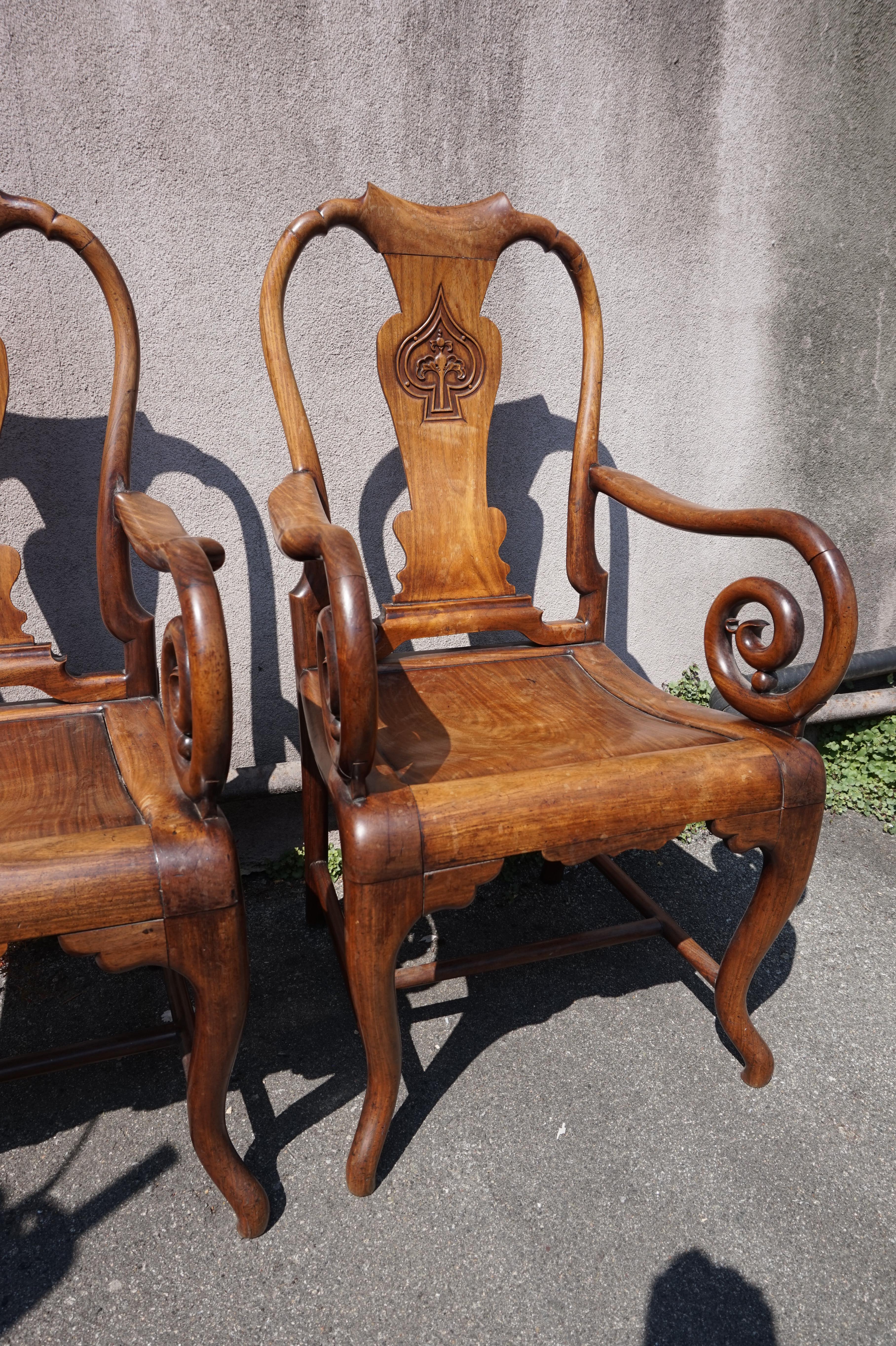 19th Century Fine Hand-Carved Rosewood Chinese Mahjong Chairs In Good Condition In Vancouver, British Columbia