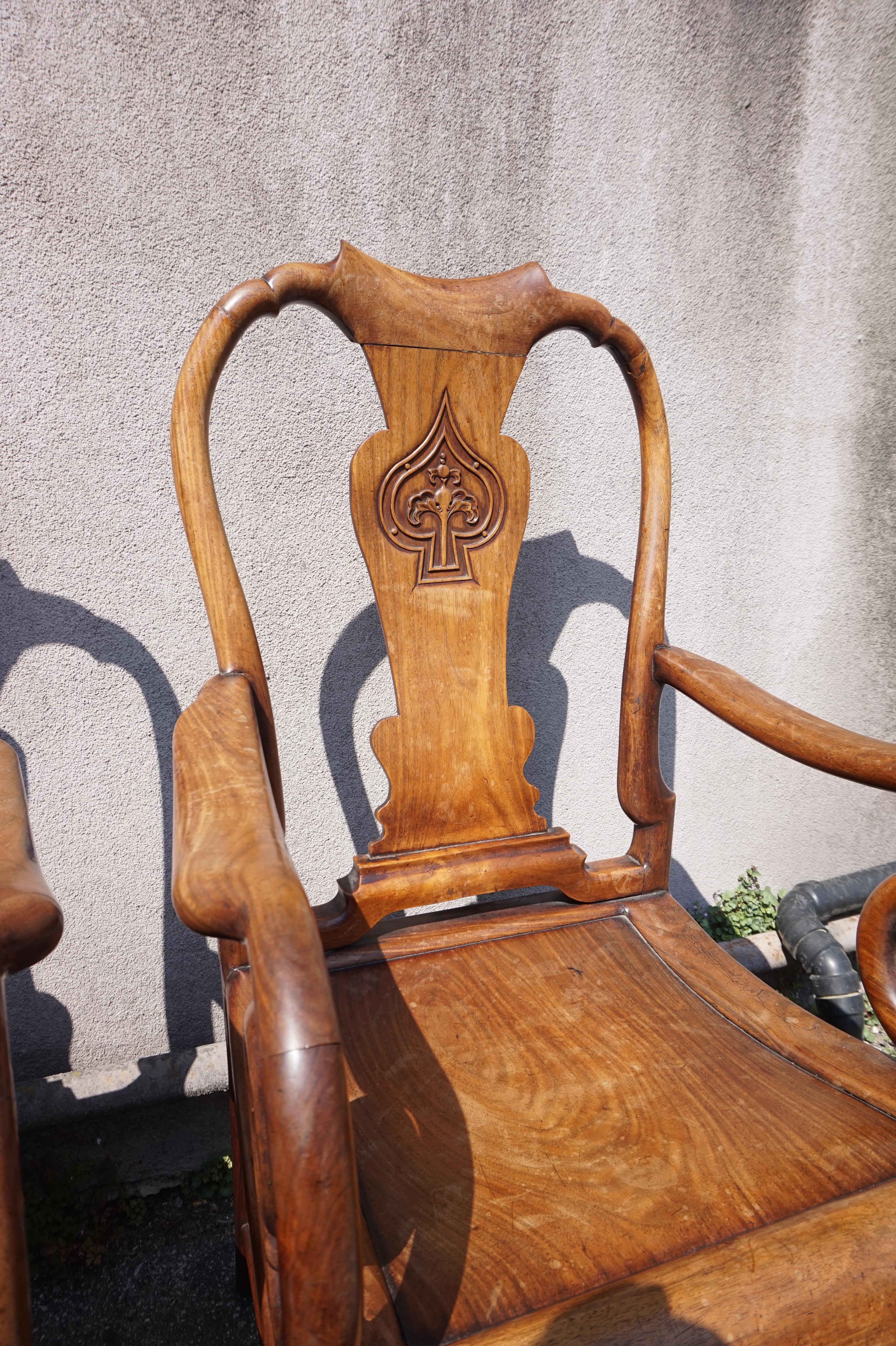 19th Century Fine Hand-Carved Rosewood Chinese Mahjong Chairs 5