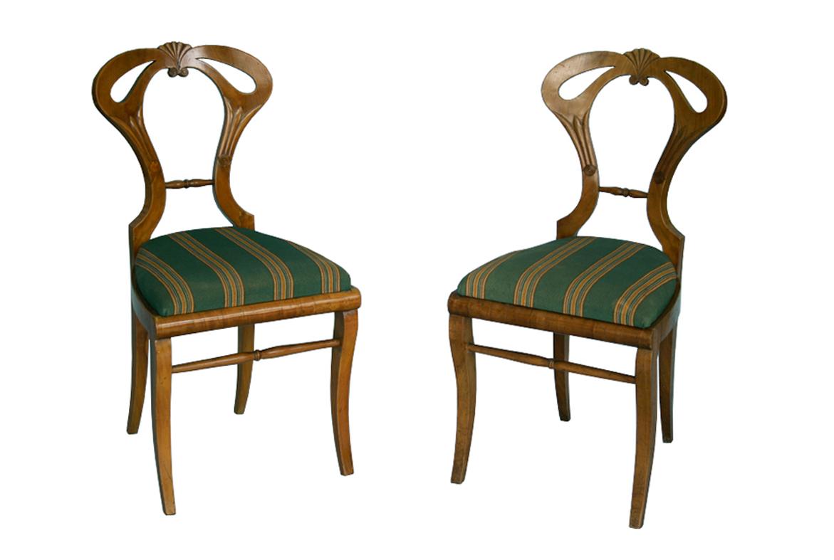 Austrian 19th Century Fine Pair of Biedermeier Chairs. Vienna, c. 1825. For Sale