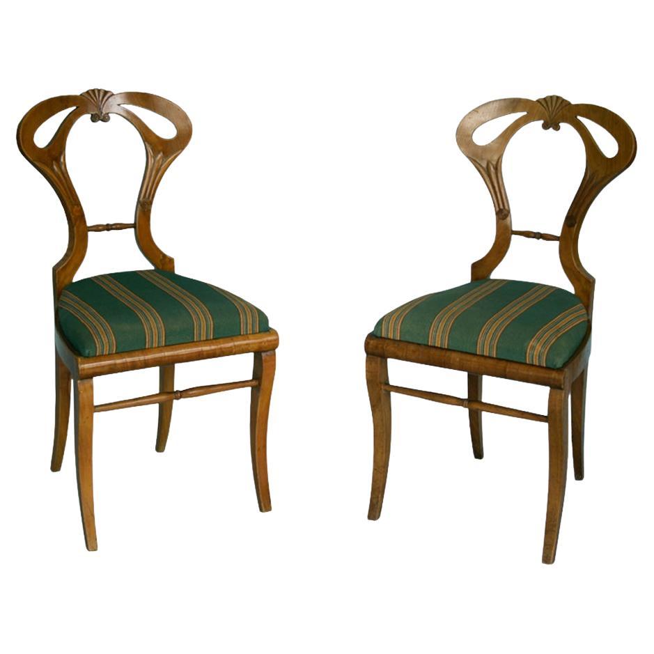 19th Century Fine Pair of Austrian Biedermeier Chairs, c. 1825.