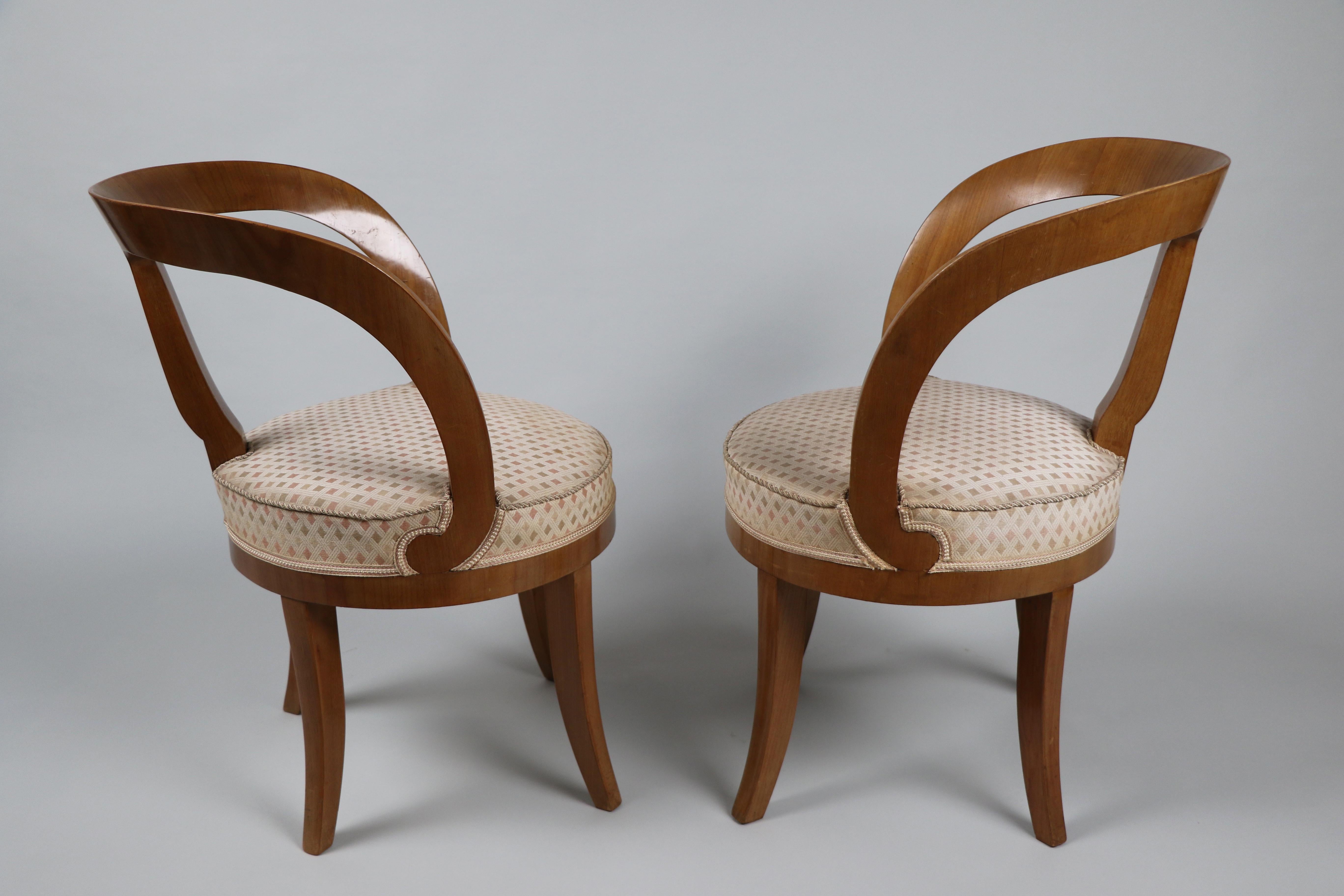 Upholstery 19th Century Fine Pair of Biedermeier Cherry Chairs. Vienna, c. 1825. For Sale