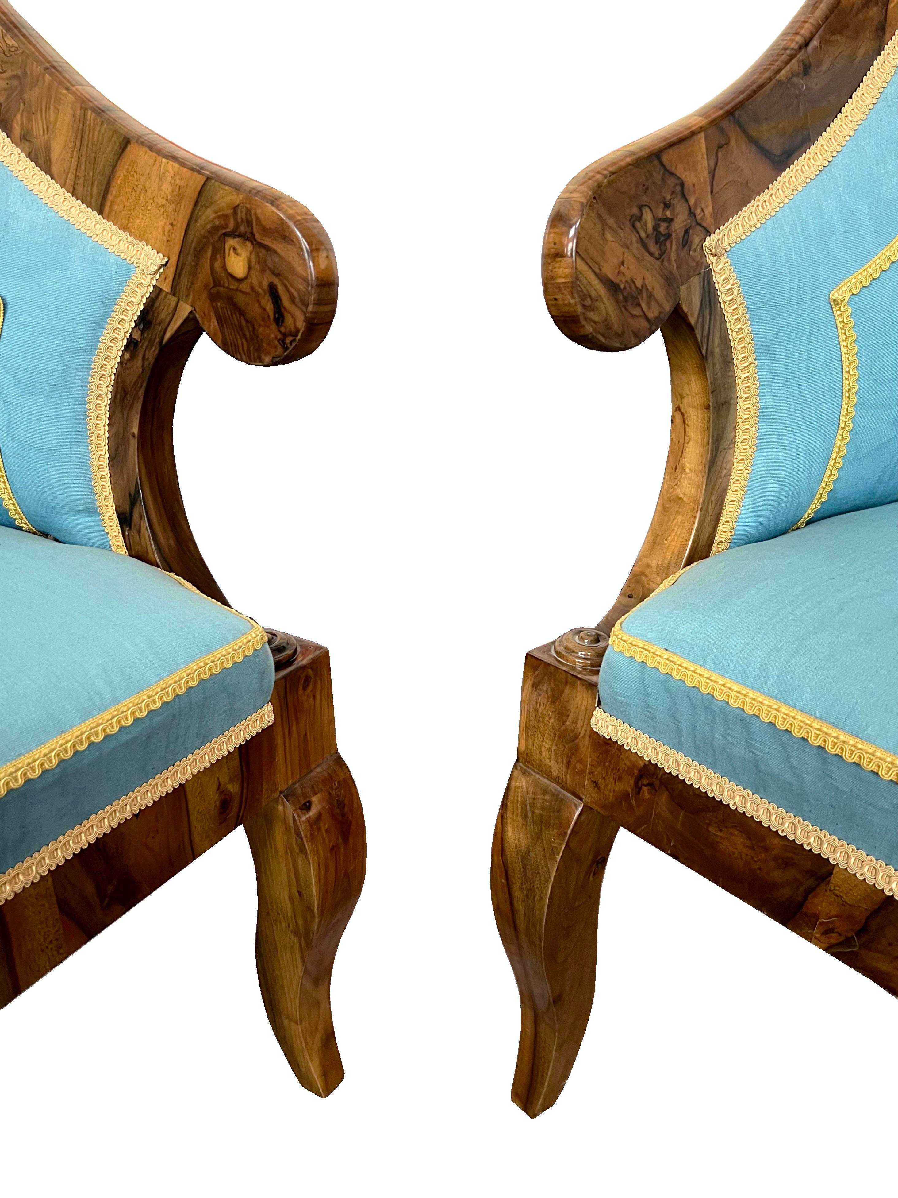 Autrichien Paire de bergères Biedermeier du 19ème siècle Vienne, vers 1825. en vente