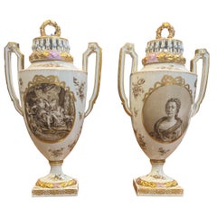 Antique 19th Century Fine Pair of Continental Porcelain Jacob Petit-Style Vases