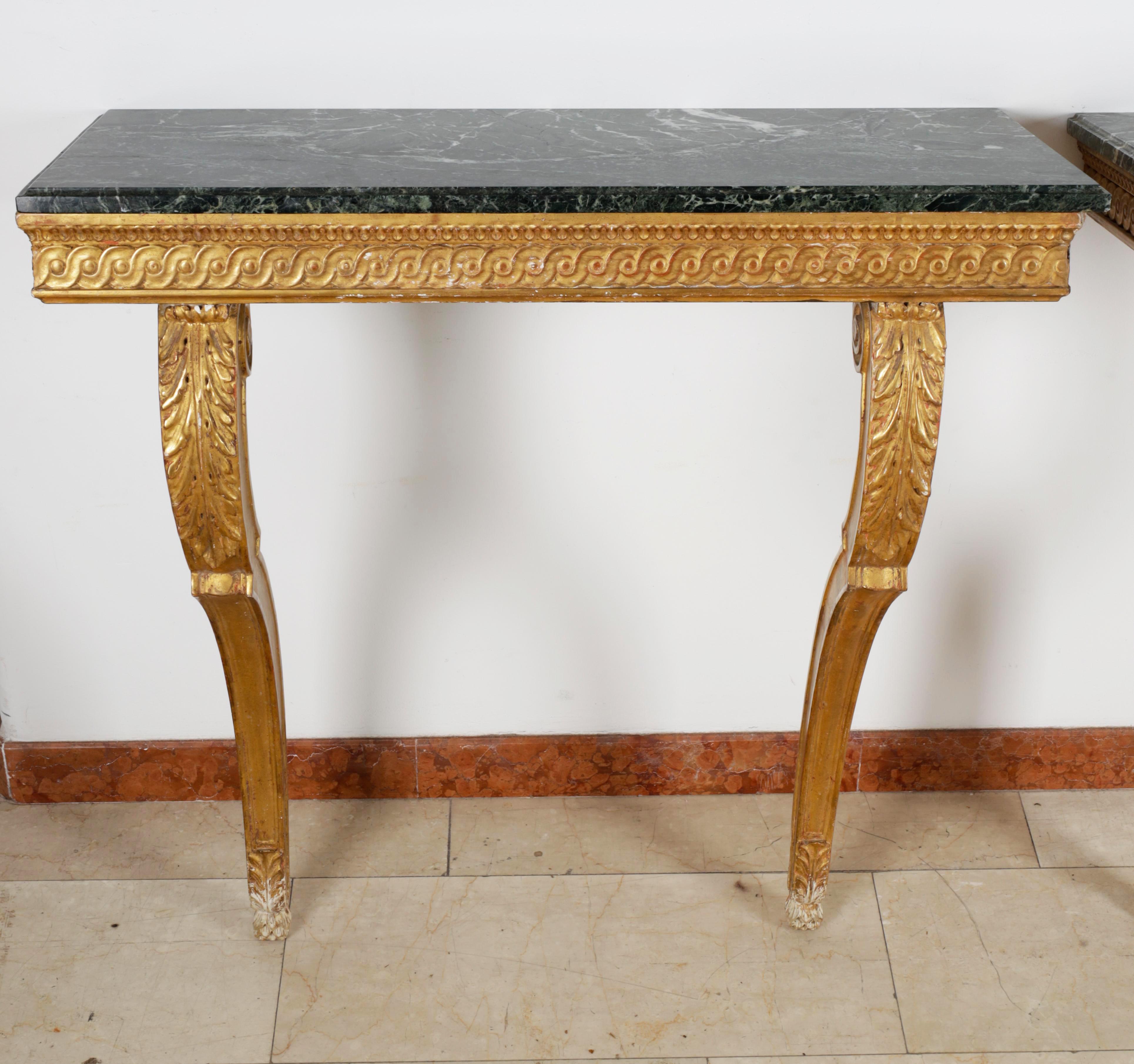 19th Century Pair of Louis XVI Gilt Console Tables. In Good Condition For Sale In Vienna, AT