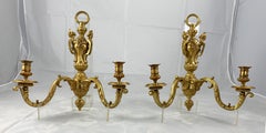 19th Century Fine Pair of Ormolu Two Branch Candelabra Wall Lights