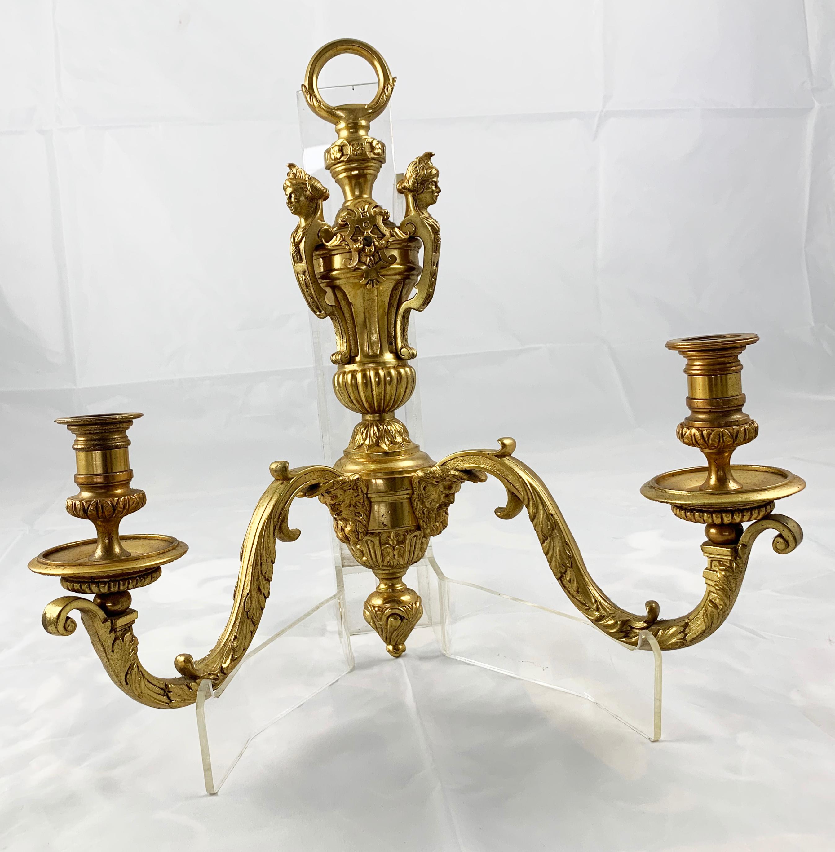 19th Century Fine Pair of Ormolu Two Branch Candelabra Wall Lights In Excellent Condition For Sale In London, GB