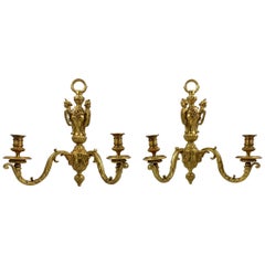 19th Century Fine Pair of Ormolu Two Branch Candelabra Wall Lights