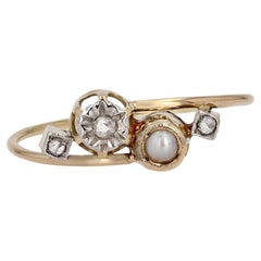 Bague You and Me du 19ème siècle en or jaune 18 carats avec perles fines et diamants
