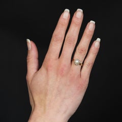 19th Century Fine Pearl Diamonds 18 Karat Yellow Gold Daisy Ring