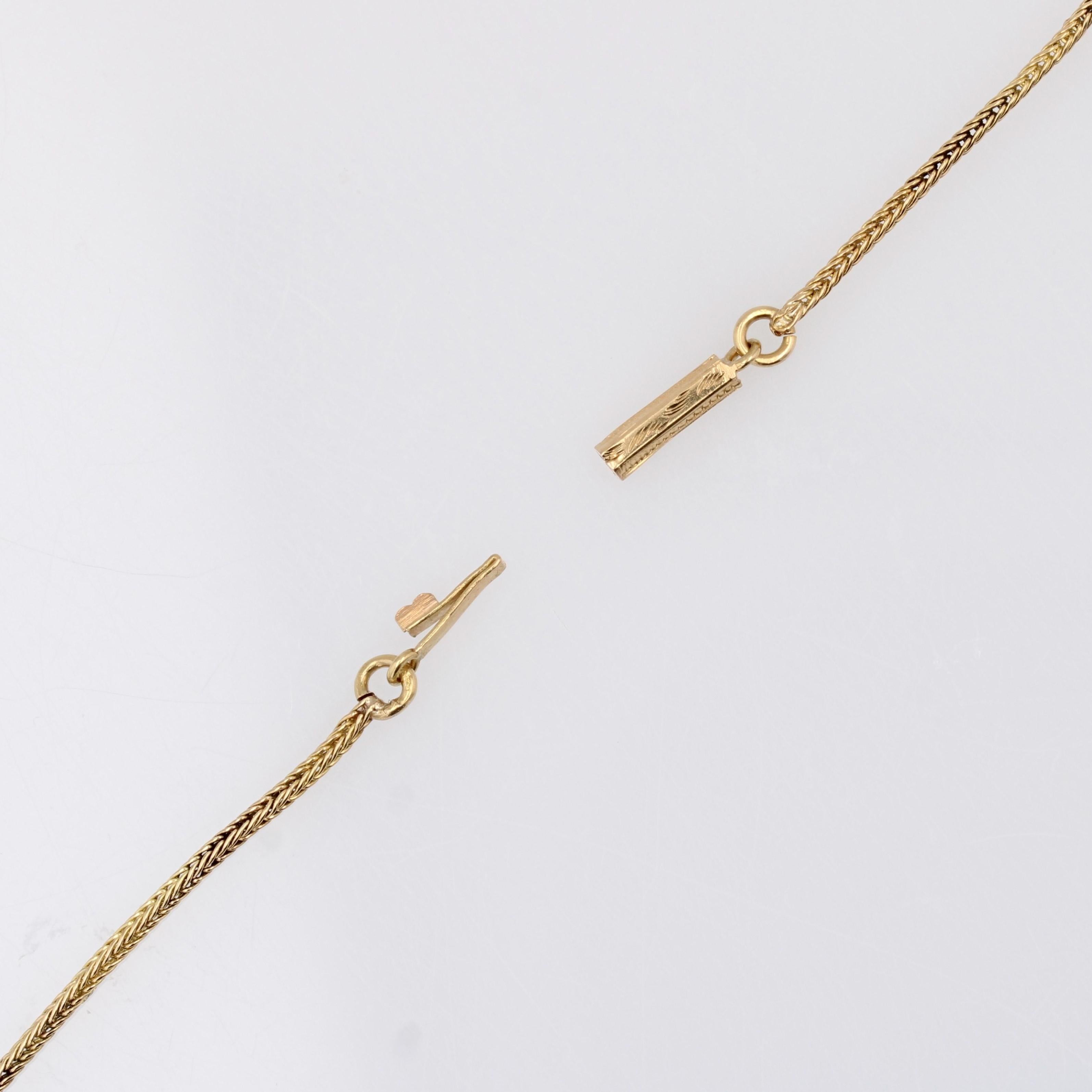 19th Century Fine Pearl Enamel 18 Karat Yellow Gold Chain Cross Pendant For Sale 6