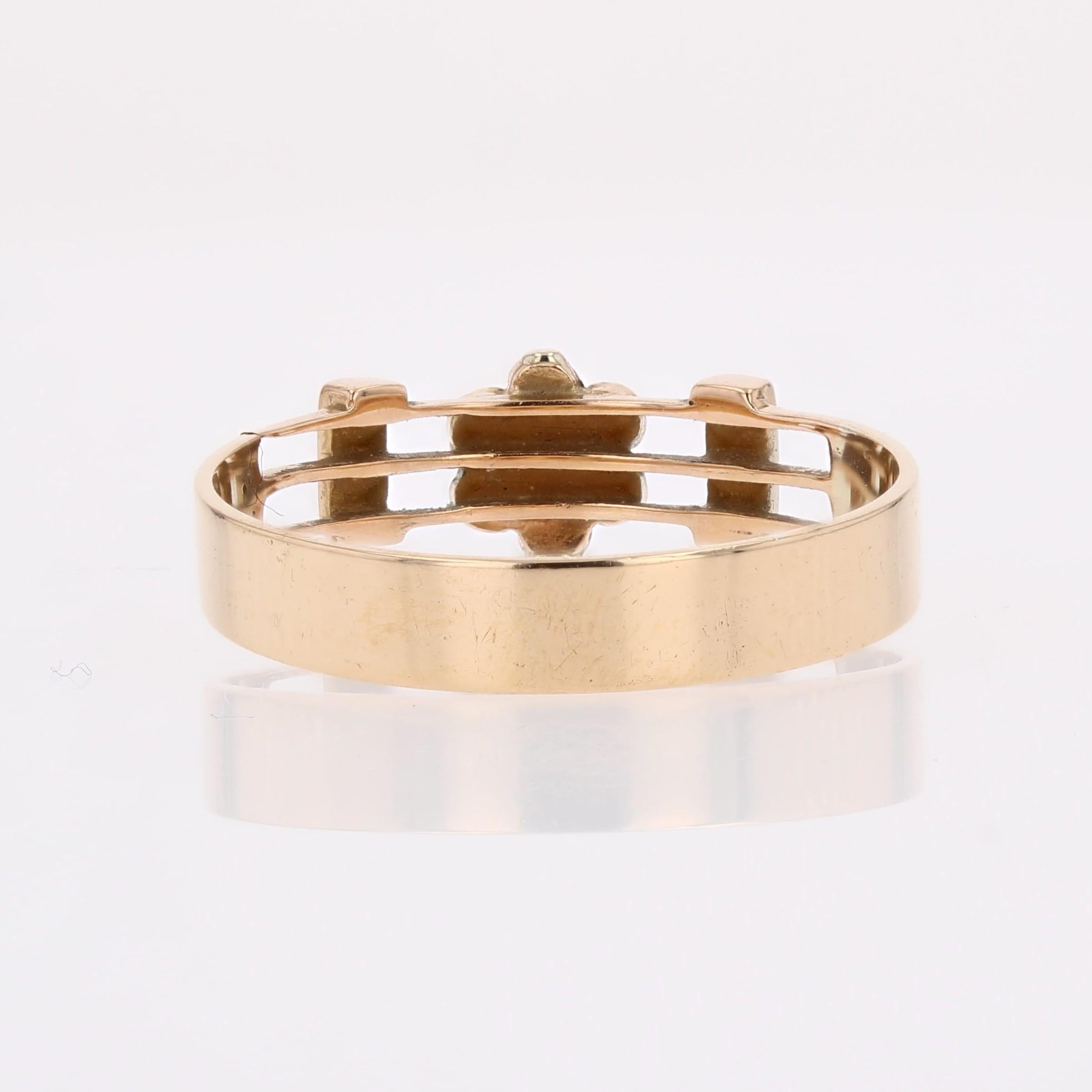 Anello in oro rosa 18 carati con perle e turchesi del XIX secolo in vendita 2