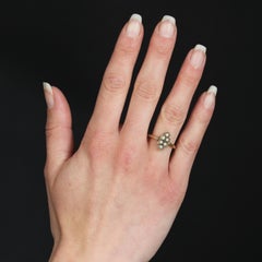 19th Century Fine Pearls Diamond 18 Karat Yellow Gold Badge Ring