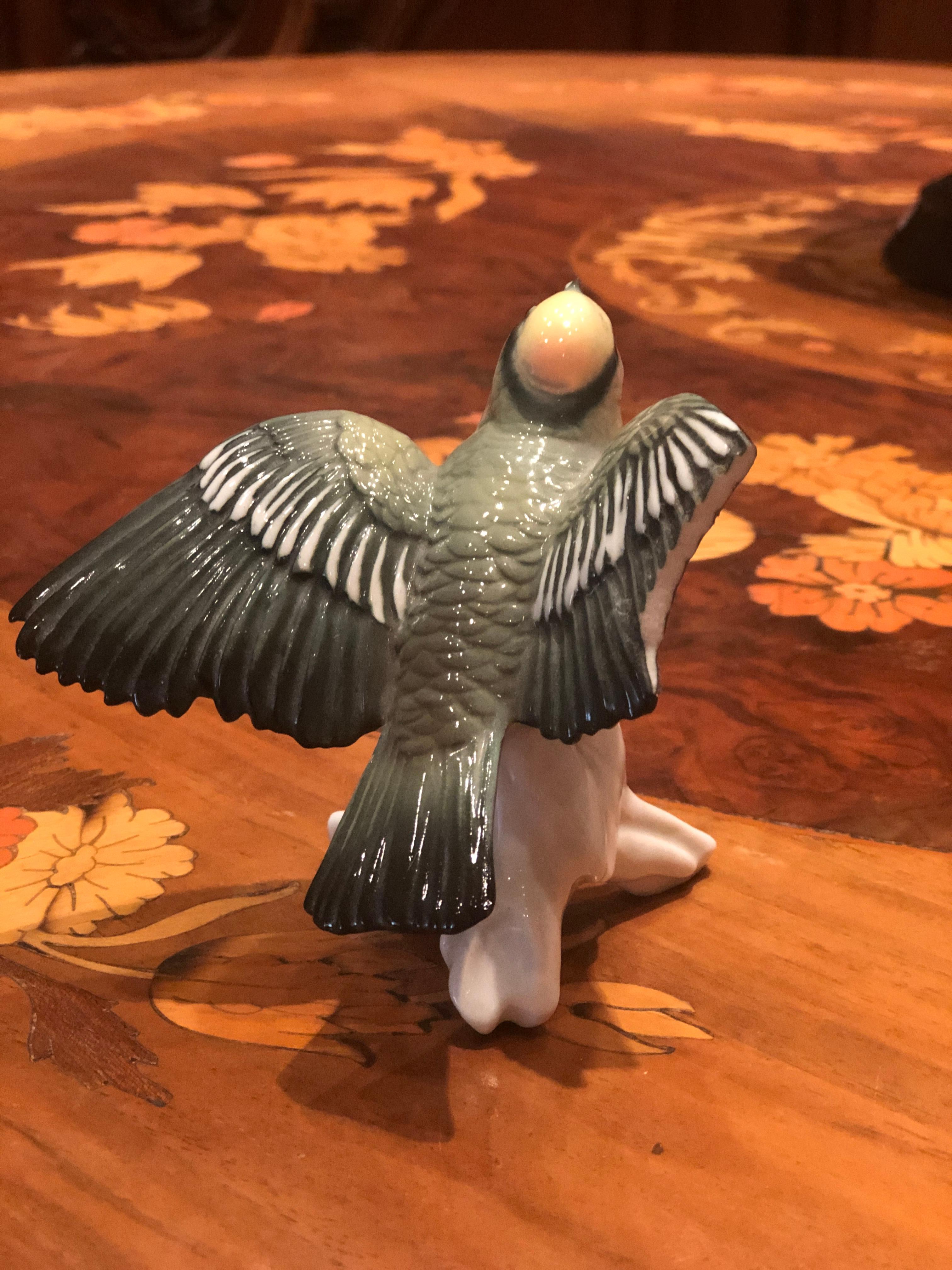 Hand-Painted 19th Century Fine Porcelain Bird Figure by ENS Germany For Sale
