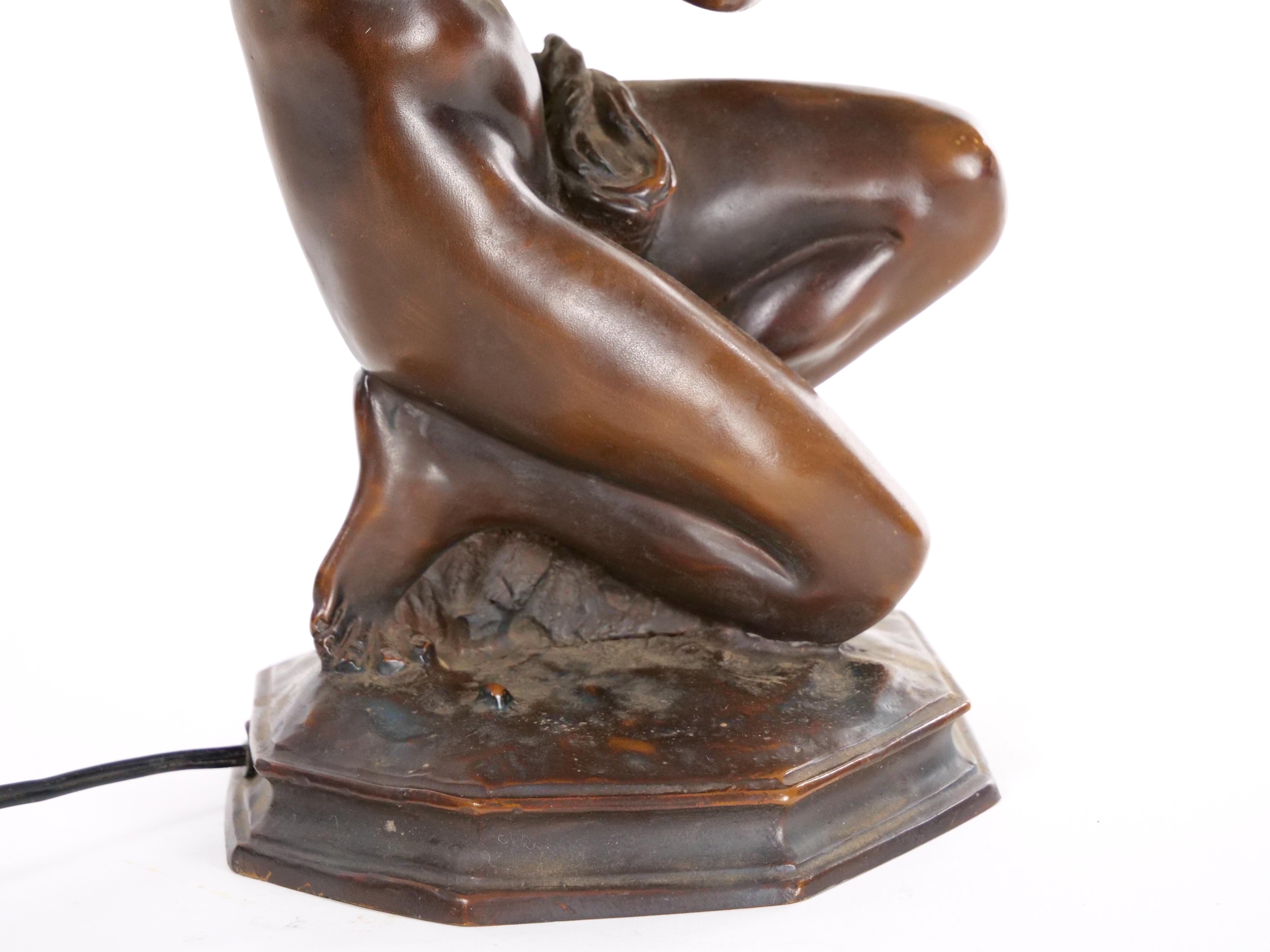 Lampe figurative en bronze de qualité supérieure du XIXe siècle en vente 6