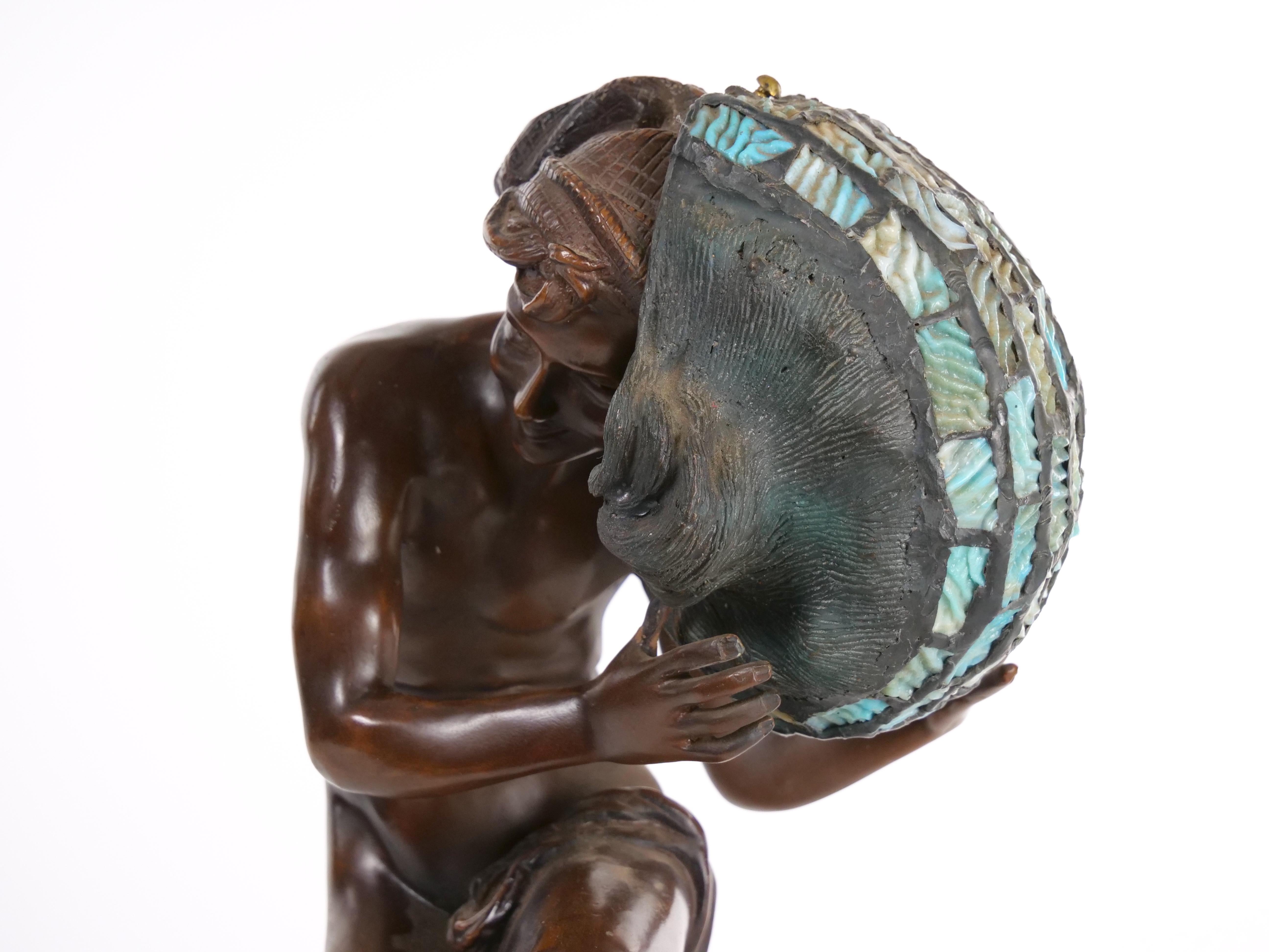 Lampe figurative en bronze de qualité supérieure du XIXe siècle en vente 7
