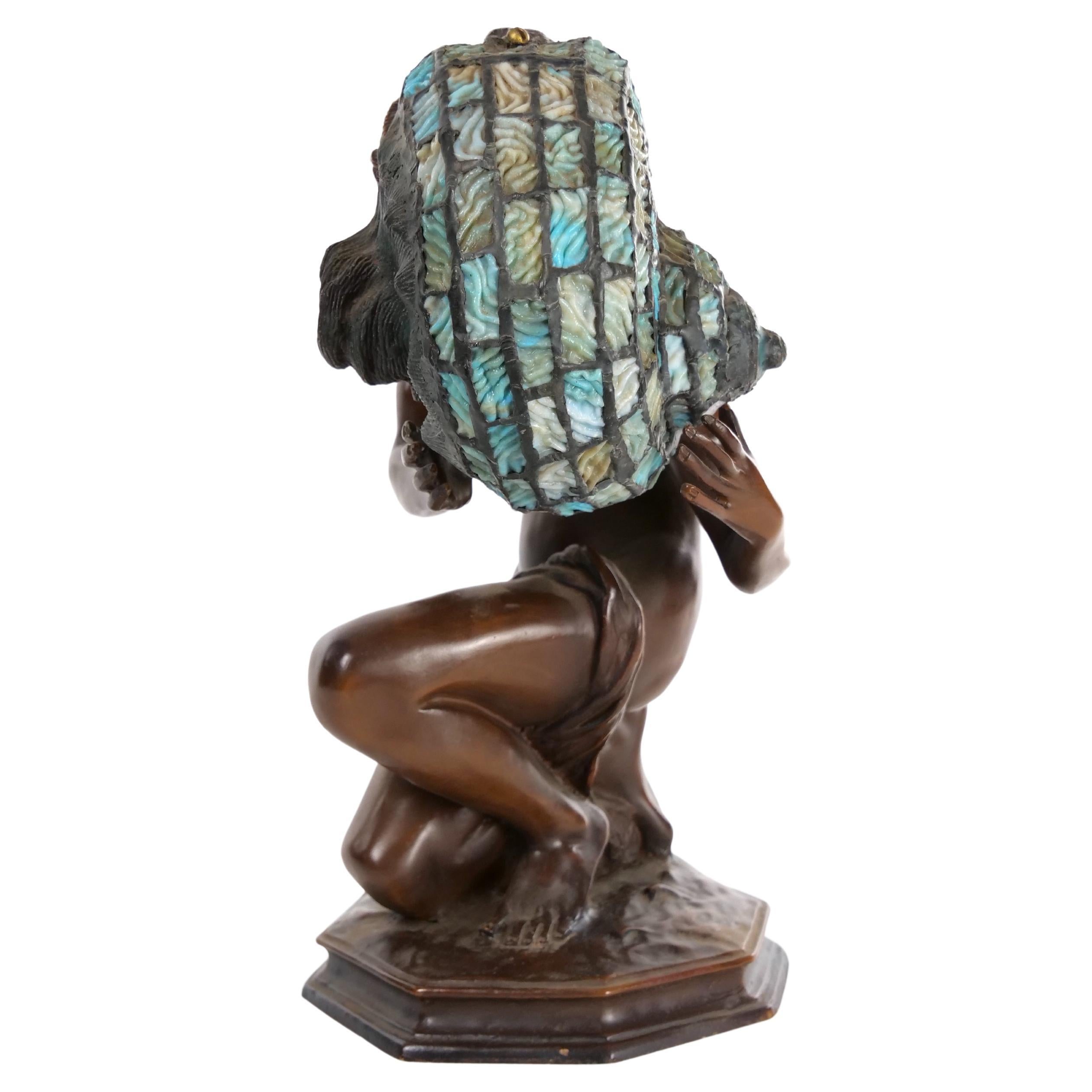 Renaissance Lampe figurative en bronze de qualité supérieure du XIXe siècle en vente