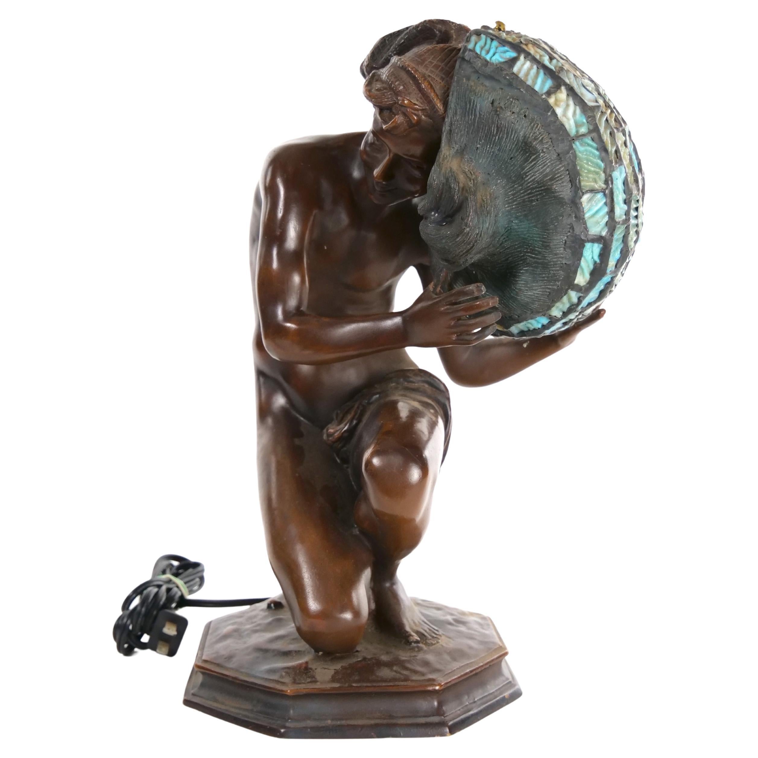Hand-Crafted 19th Century Fine Quality Bronze Figural Lamp For Sale