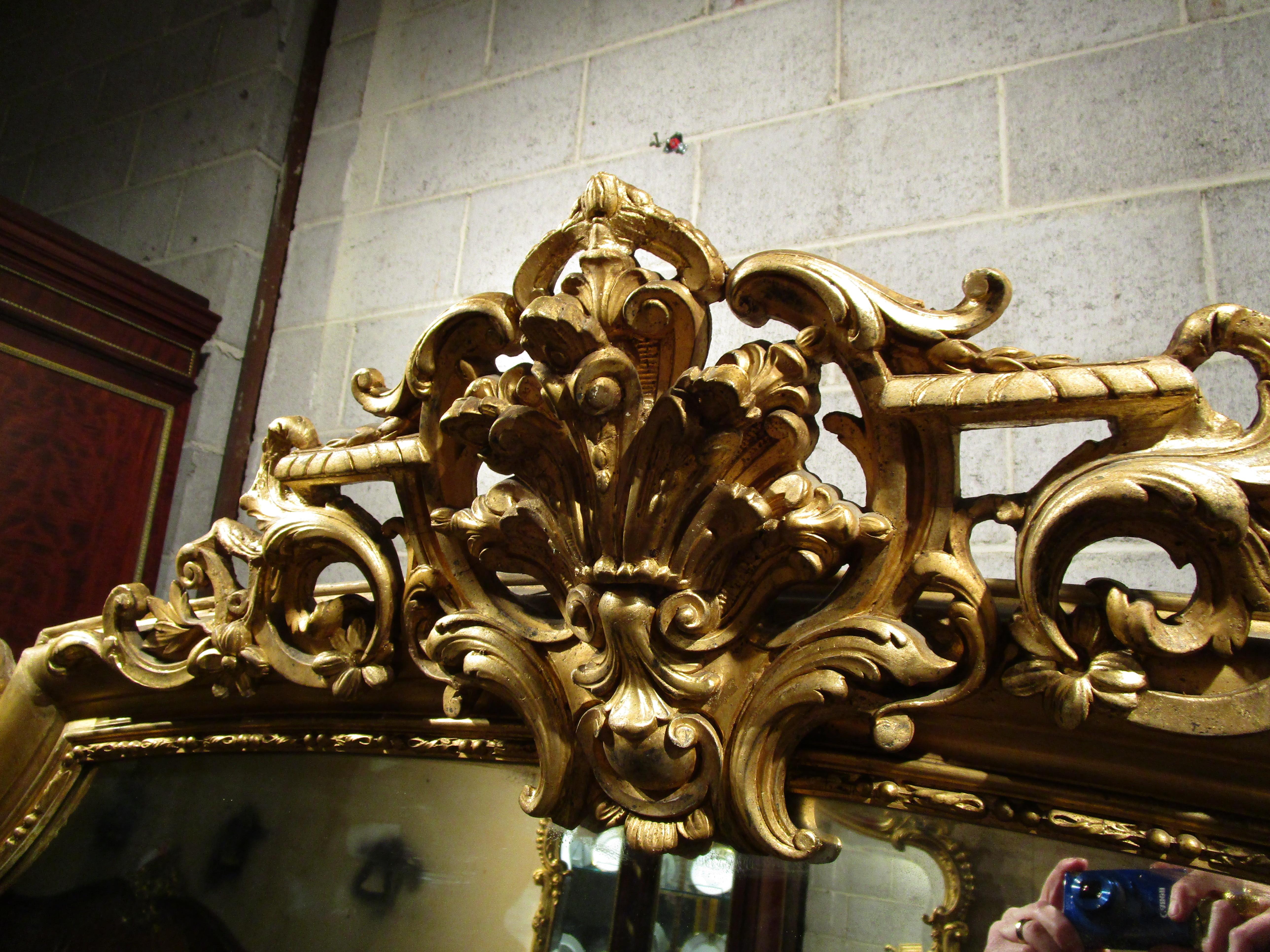 Régence 19th Century Fine Regence Gilt Carved Large Mirror