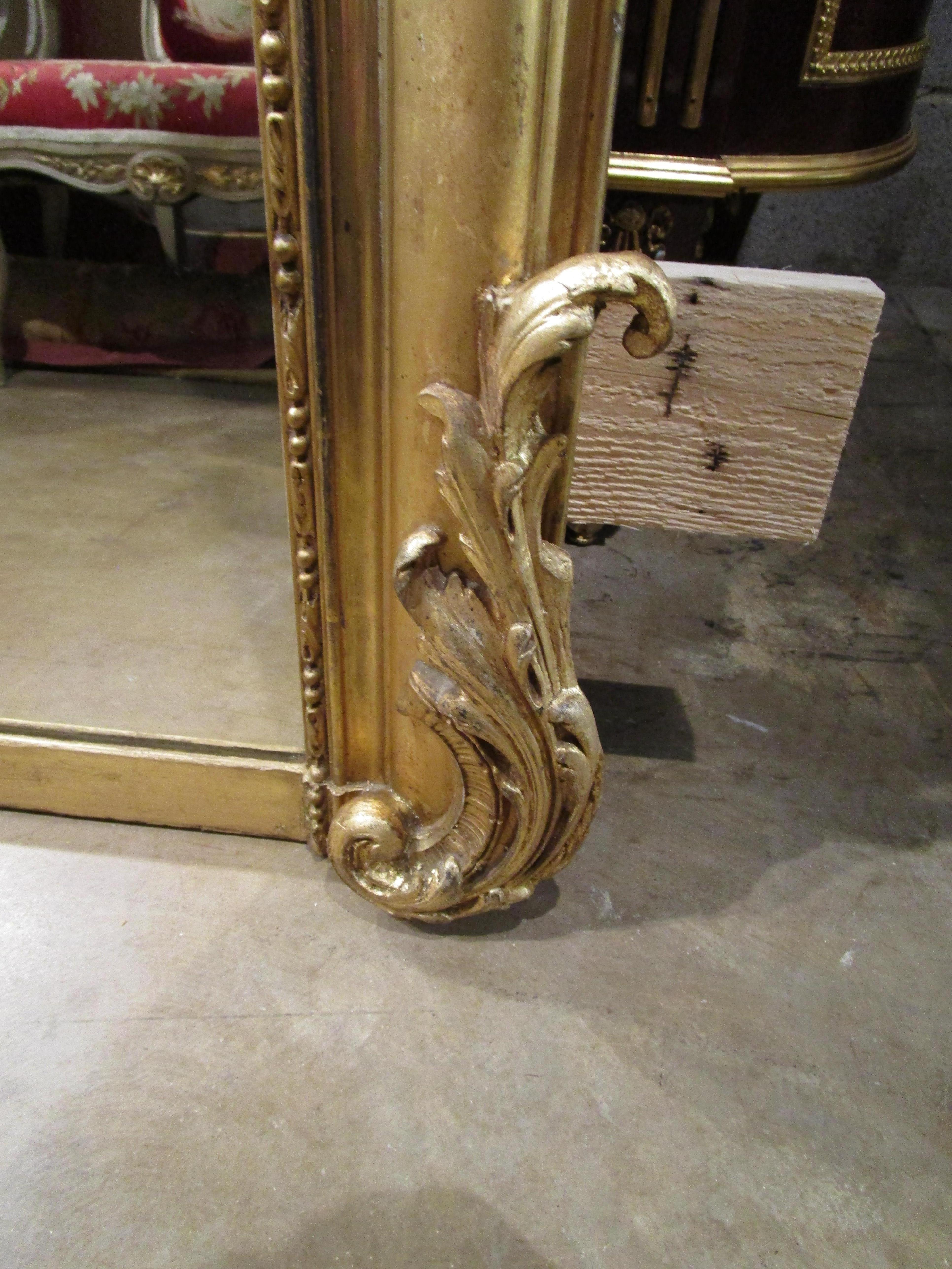 Giltwood 19th Century Fine Regence Gilt Carved Large Mirror