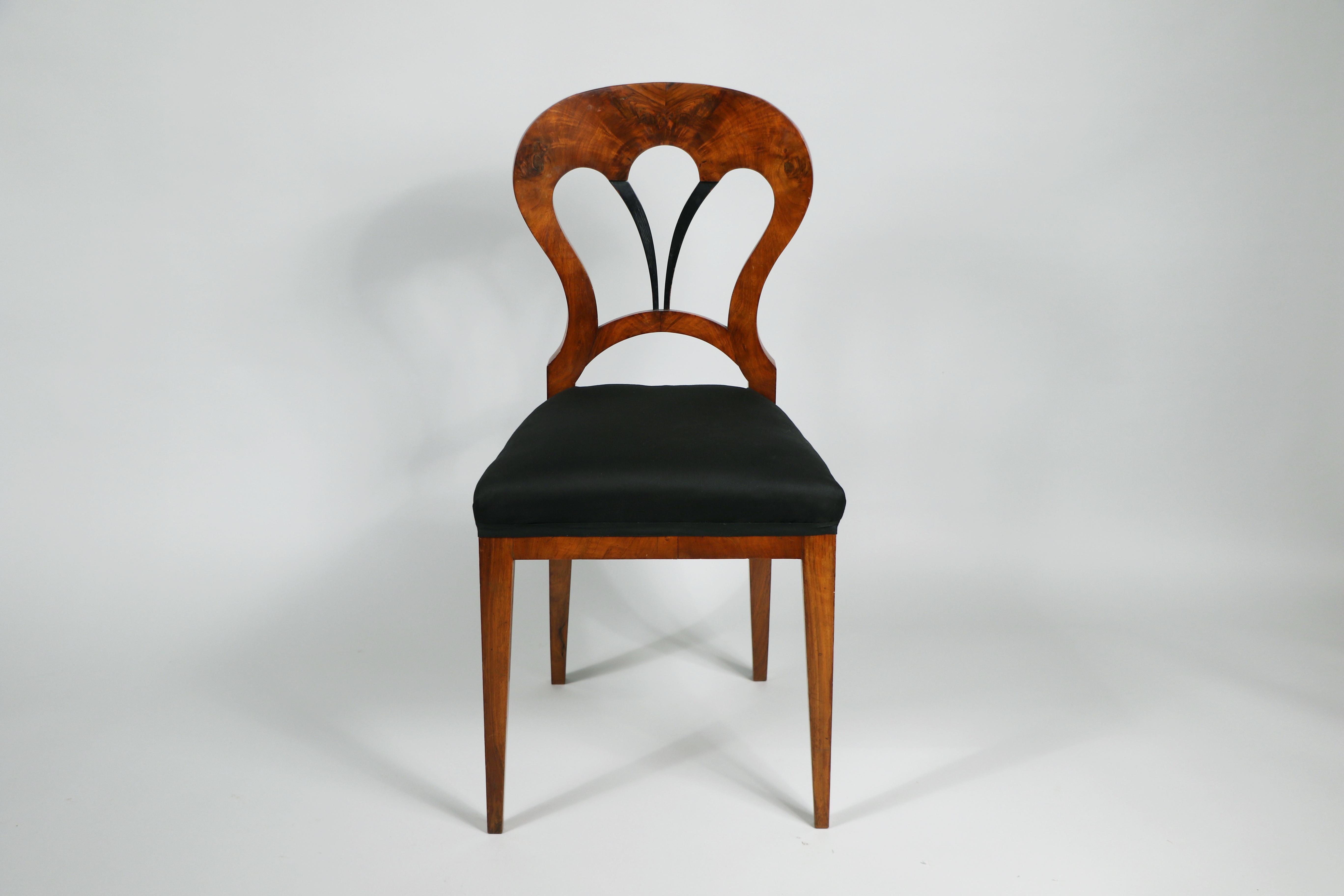 19. Jahrhundert Feiner Satz von sechs Biedermeier-Stühlen aus Nussbaum. Wiener Stadt, um 1825. im Angebot 4