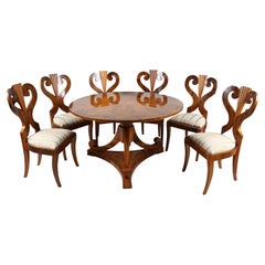 19th Century Fine Set of Six Biedermeier Walnut Chairs. Vienna, c. 1825.