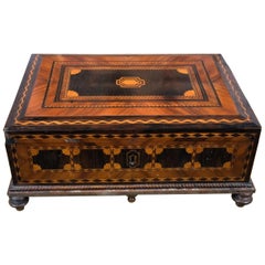 19th Century Fine Small Italian Inlaid Woods Jewelry Box