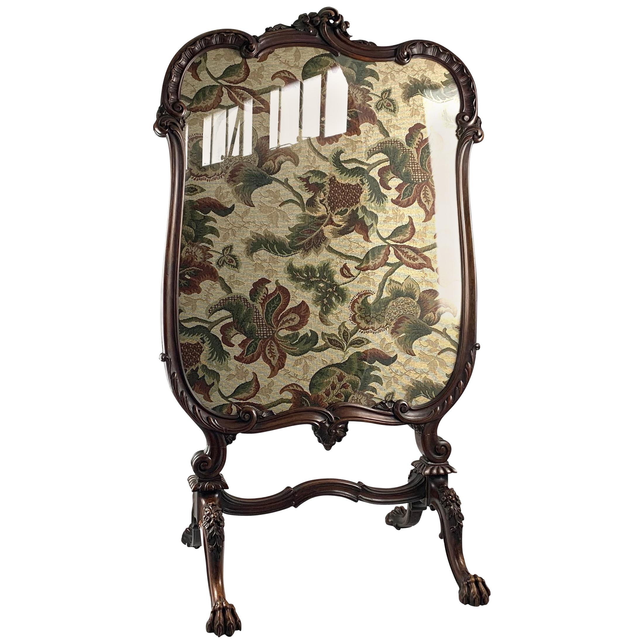 19th Century Fine Tapestry Firescreen in a Carved Walnut Fram For Sale