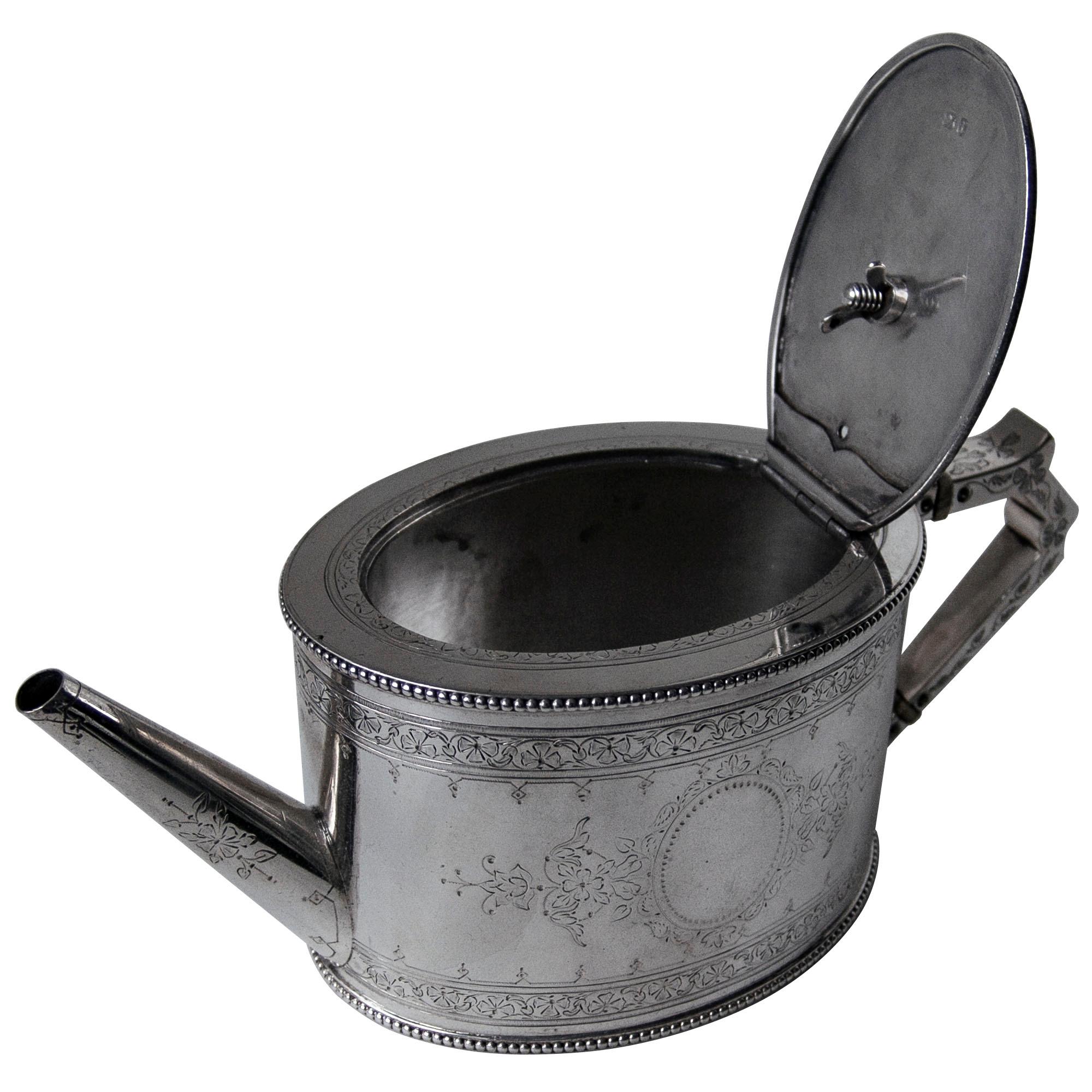 19th Century Fine Victorian English Sterling Silver Tea Set in Presentation Box For Sale 1
