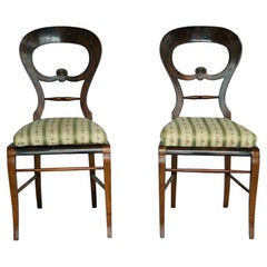 19th Century Fine Walnut Pair of Viennese Biedermeier Chairs, c. 1825.