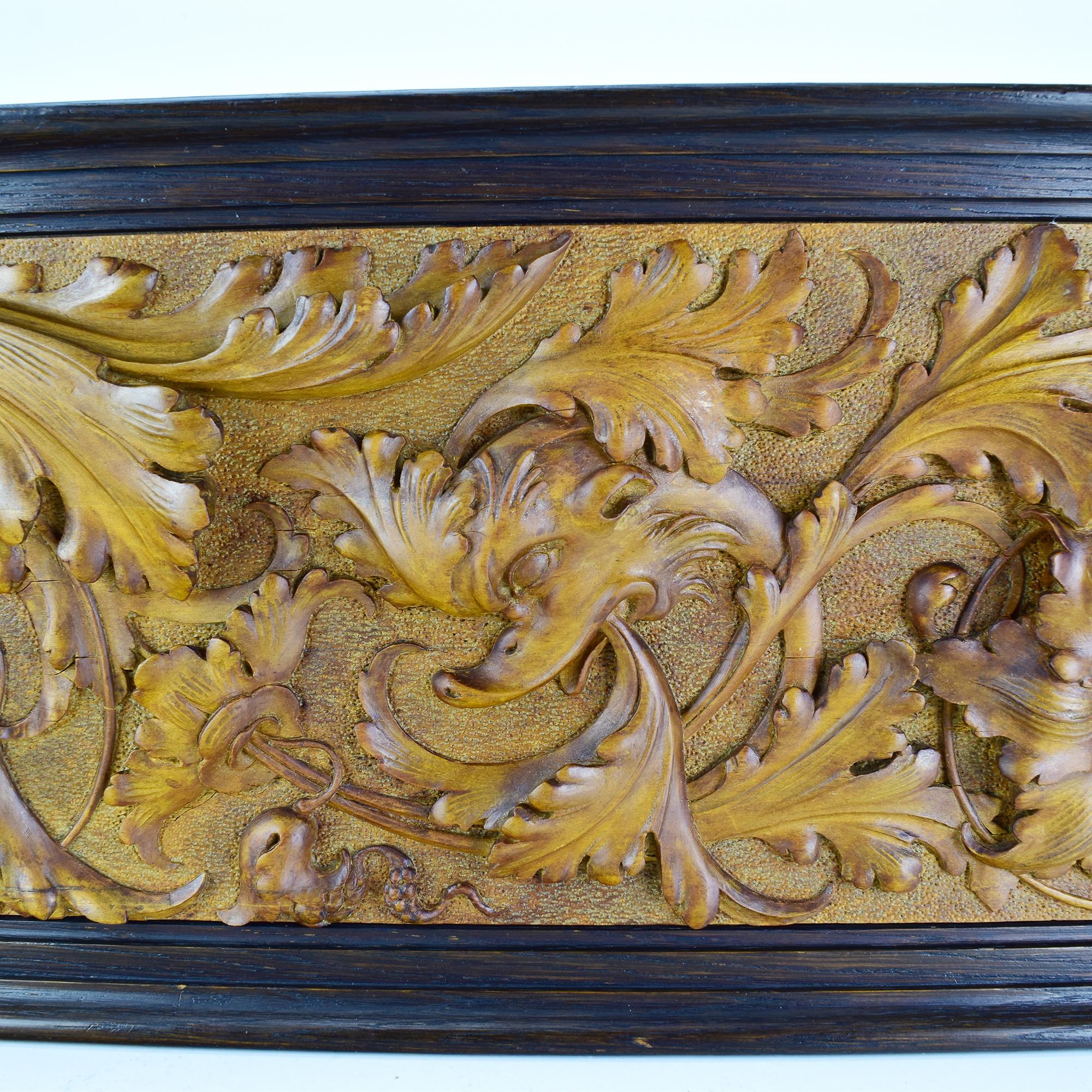 19th Century Finely Carved Wooden Wall Panel with Sphinx, Dolphins & Scrollwork For Sale 4