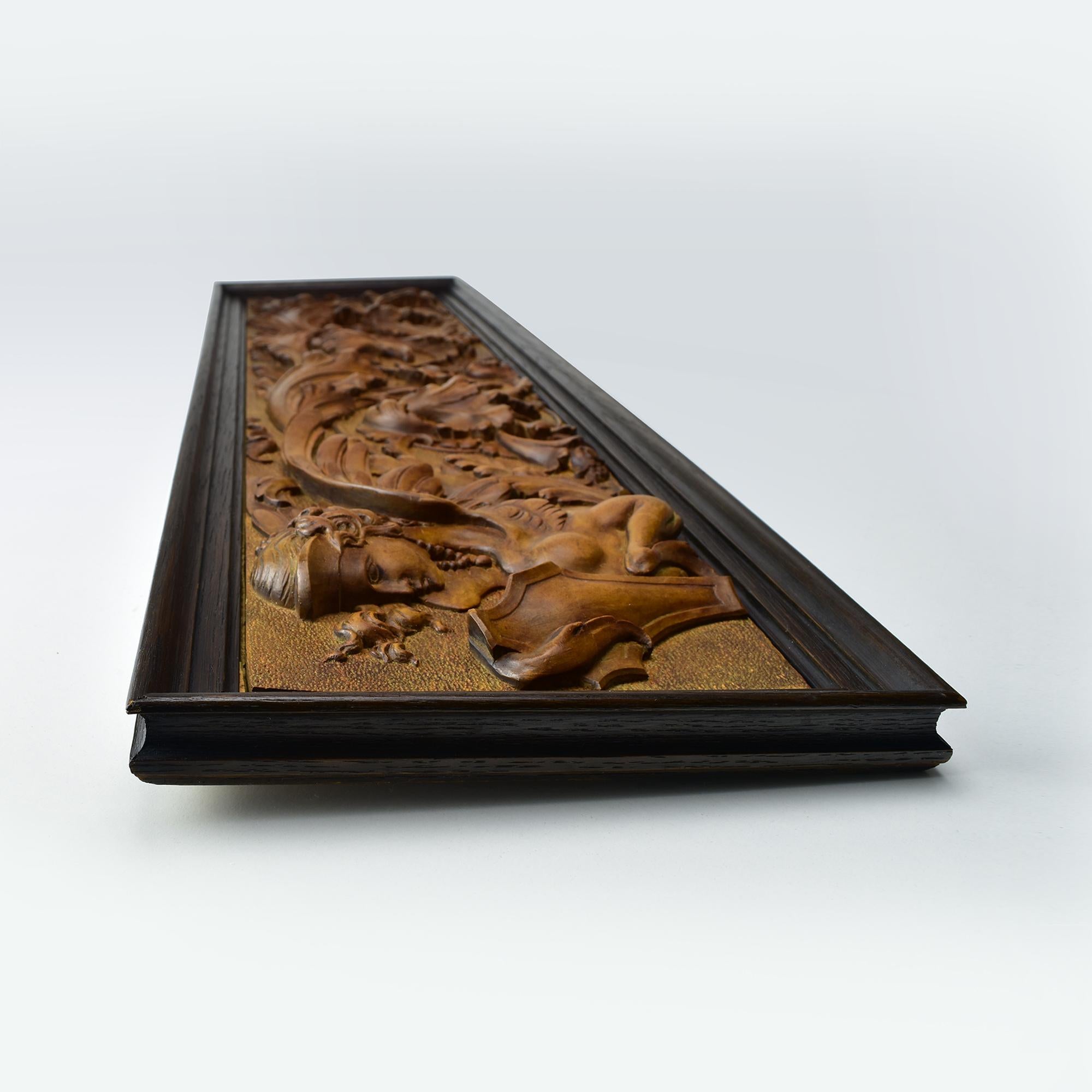 19th Century Finely Carved Wooden Wall Panel with Sphinx, Dolphins & Scrollwork For Sale 2
