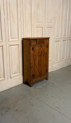 19th-Century Fir Wood Wall Cabinet with Drawer of Aosta Valley origin