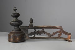 19th Century Firedogs, Andirons, Ornate Design, Cast Iron, 35 cm