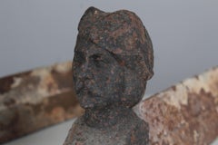 19th Century Firedogs, Figural Andirons, Musketeer, Cast Iron, 36 cm