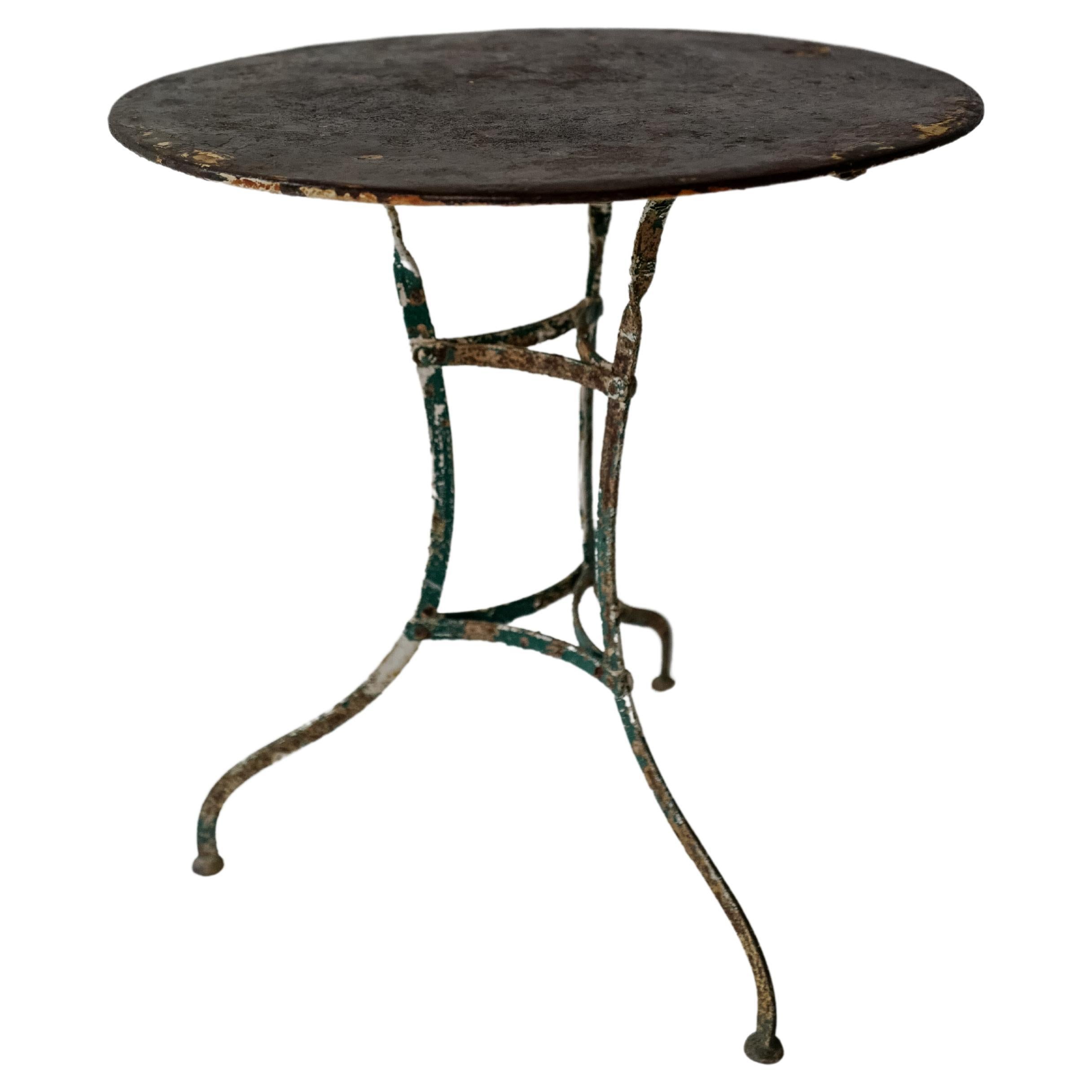 19th Century Firenze Iron Round Bistro Table Garden Table