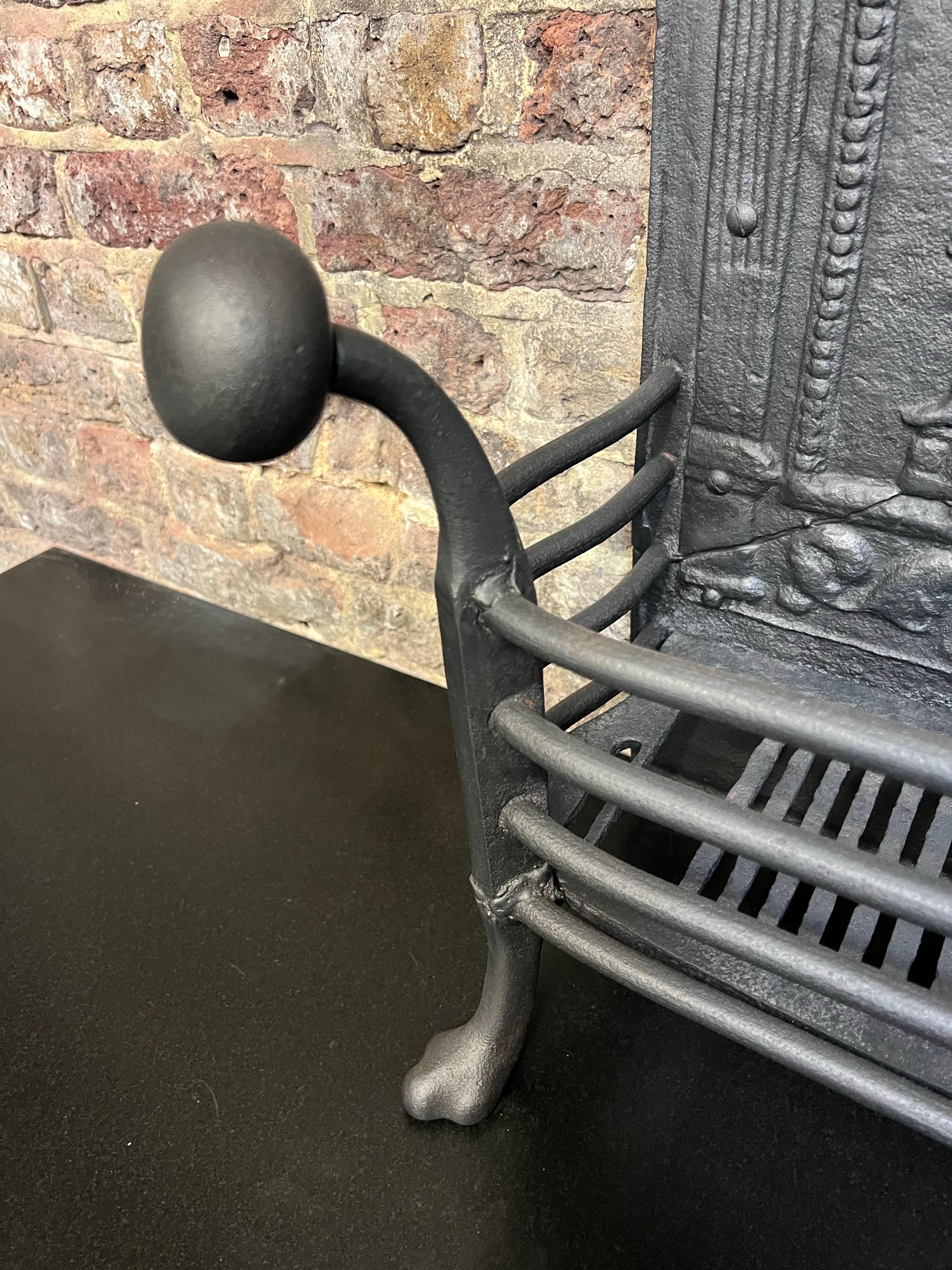 Georgian 19th Century Fireplace Basket High Back Grate For Sale