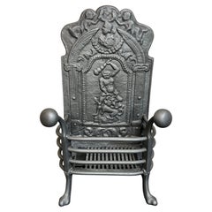 Antique 19th Century Fireplace Basket High Back Grate
