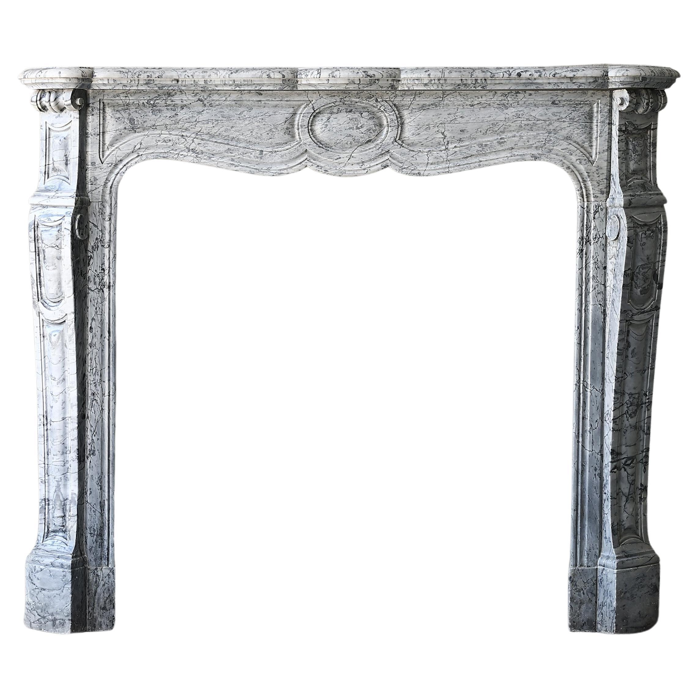19th Century Fireplace in Pompadour Style of Blue Flour Marble
