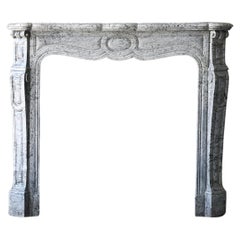 19th Century Fireplace in Pompadour Style of Blue Flour Marble