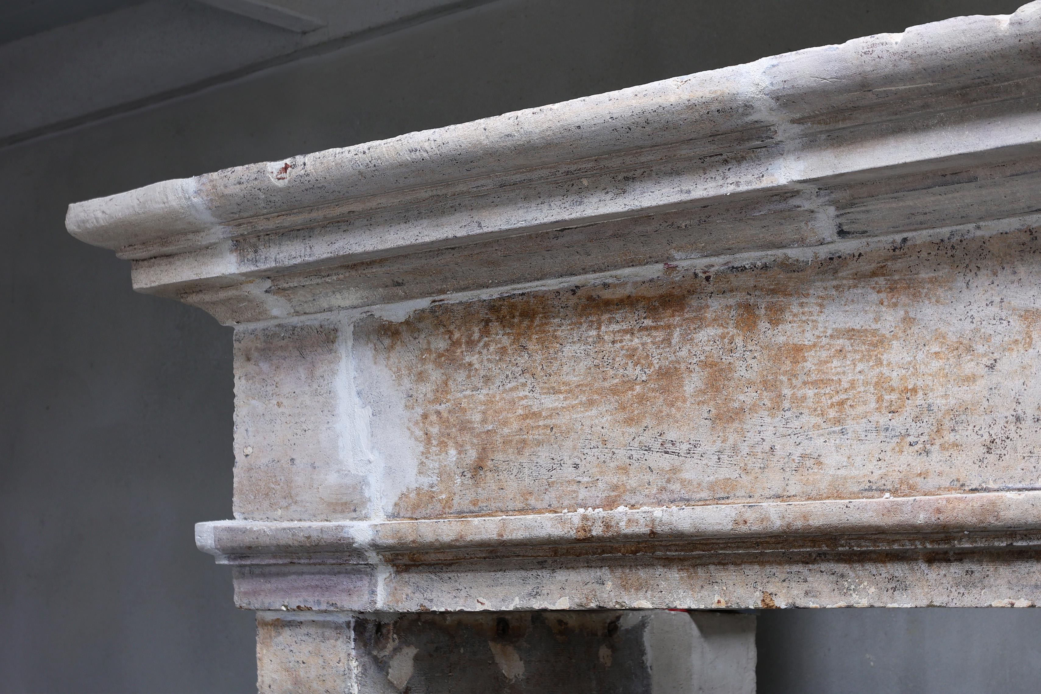 19th Century Fireplace in Style of Louis XIII of French Limestone For Sale 3
