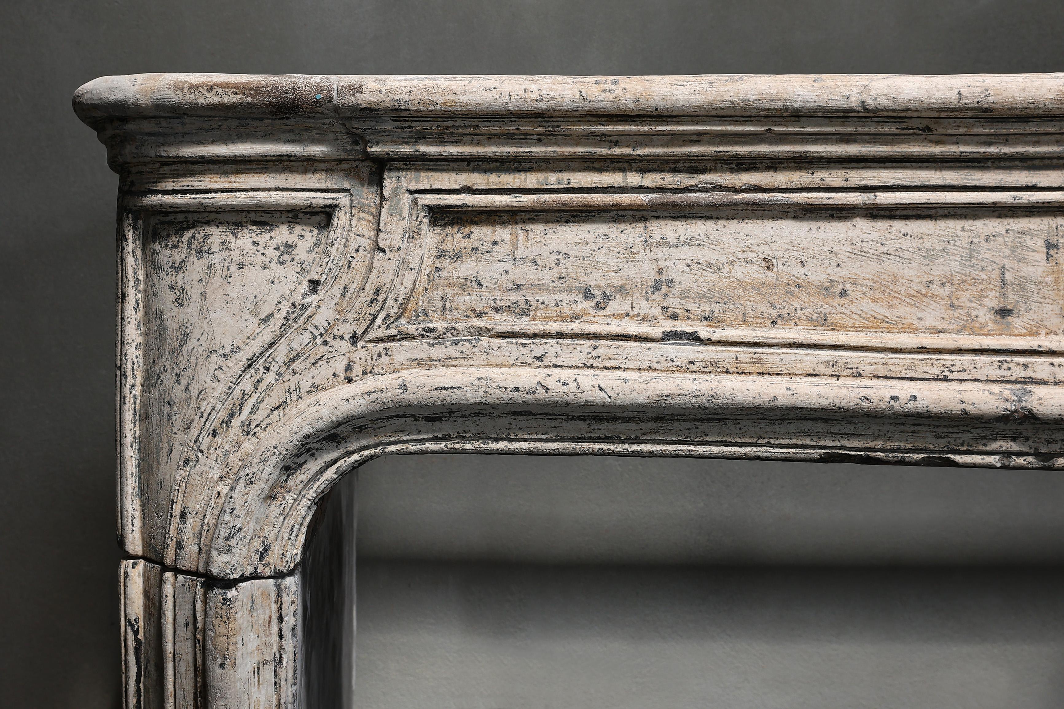 19th Century Fireplace in Style of Louis XIV of French Limestone For Sale 2