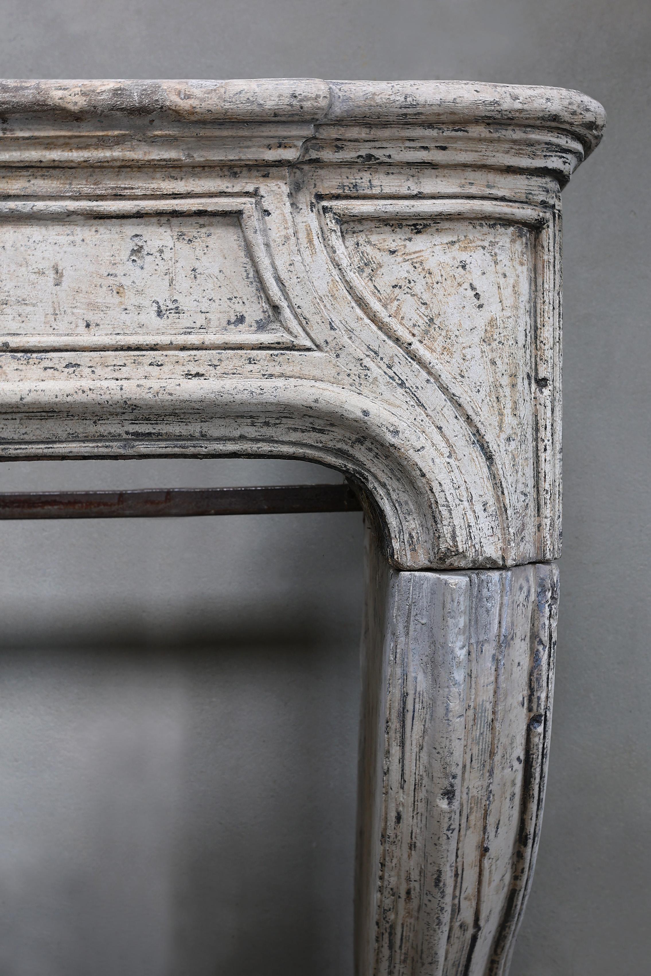 19th Century Fireplace in Style of Louis XIV of French Limestone For Sale 5