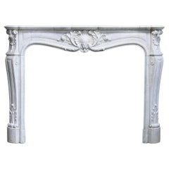 19th Century Fireplace in Style of Louis XV of Carrara Marble