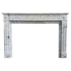 19th Century Fireplace in Style of Louis XVI of Blue Fleuri Marble