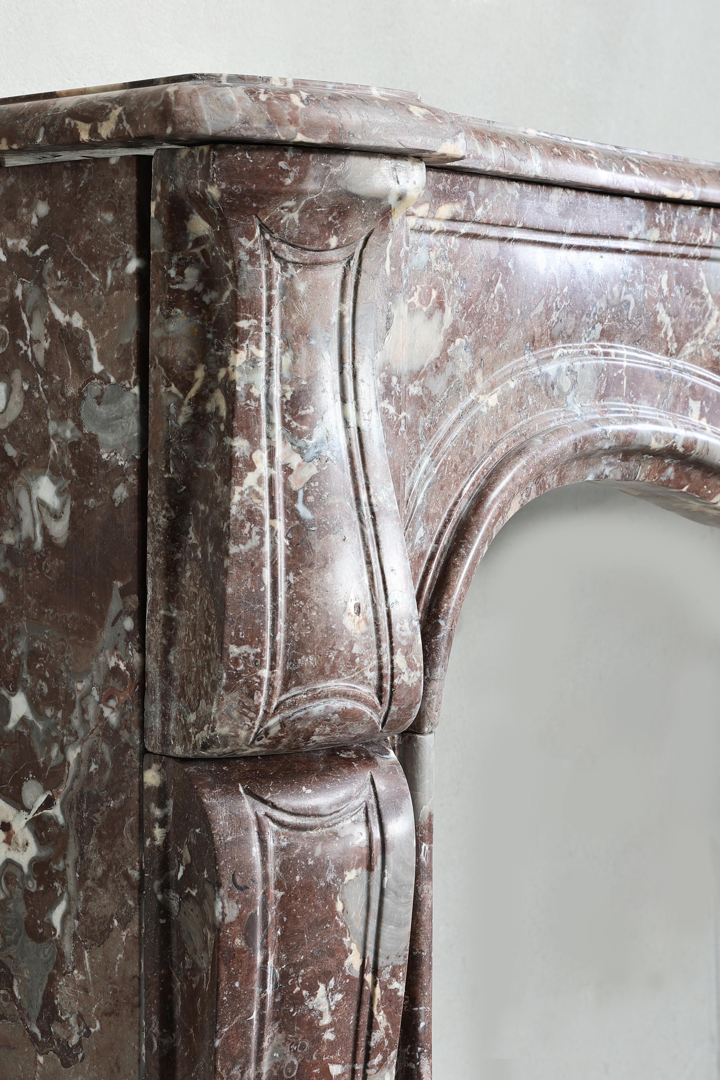 19th century fireplace made of Rouge Royal marble in the style of Louis XV  For Sale 7